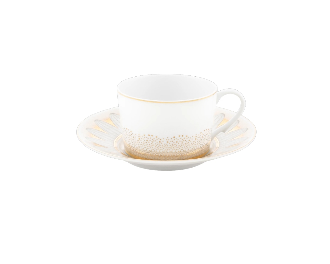 Daum, Or d'Abeille Tableware, Set of 2 tea cups and saucers