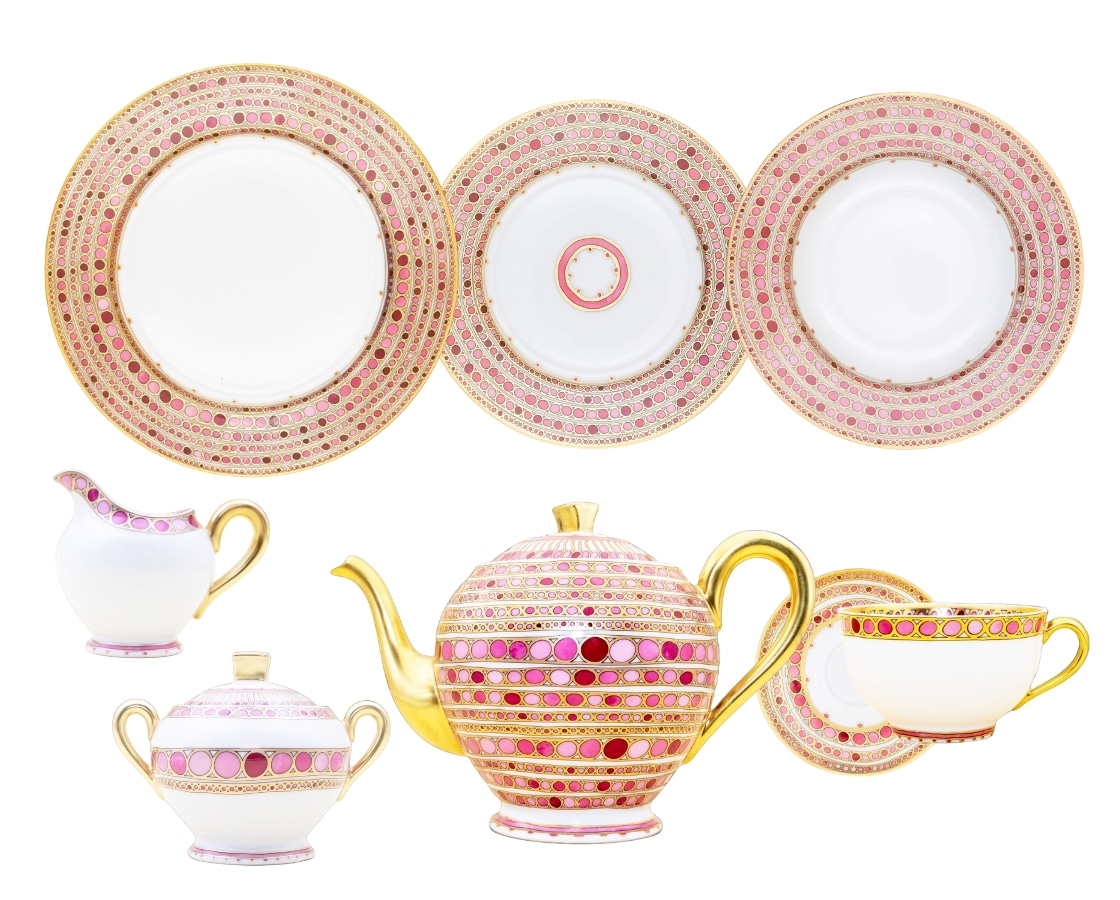 Robert Haviland & C. Parlon Syracuse Fuschia Essential set for 6 persons