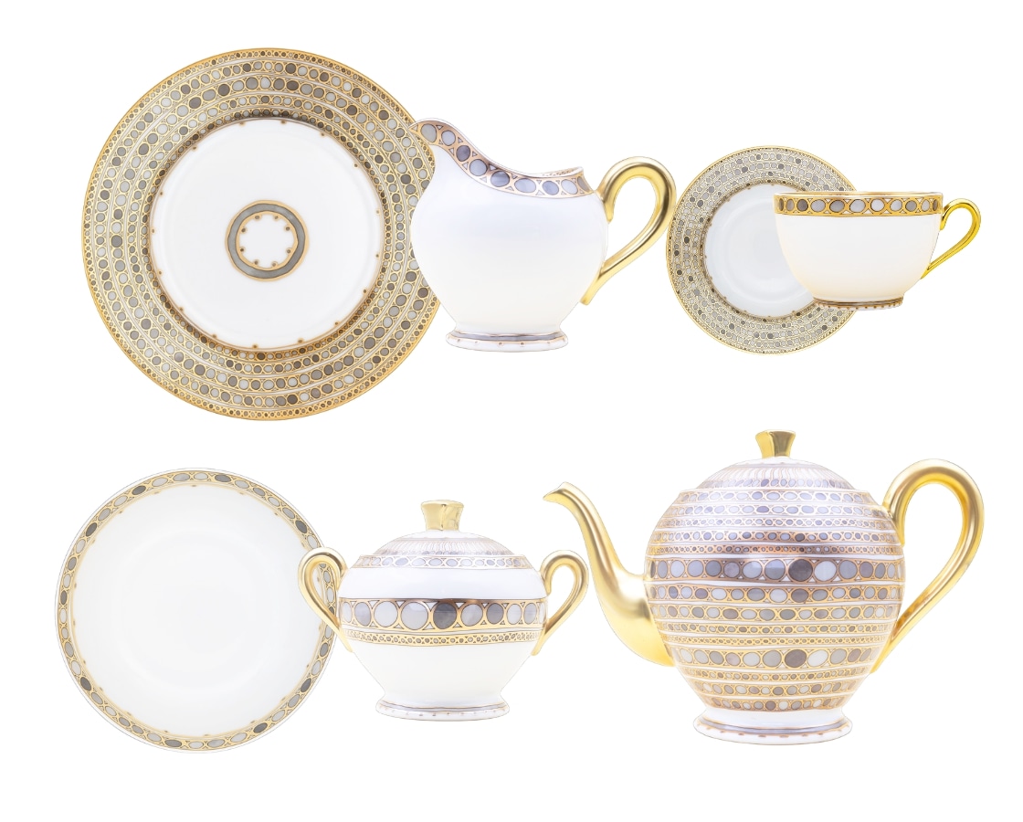 Robert Haviland & C. Parlon Syracuse Taupe Breakfast set for 6 persons