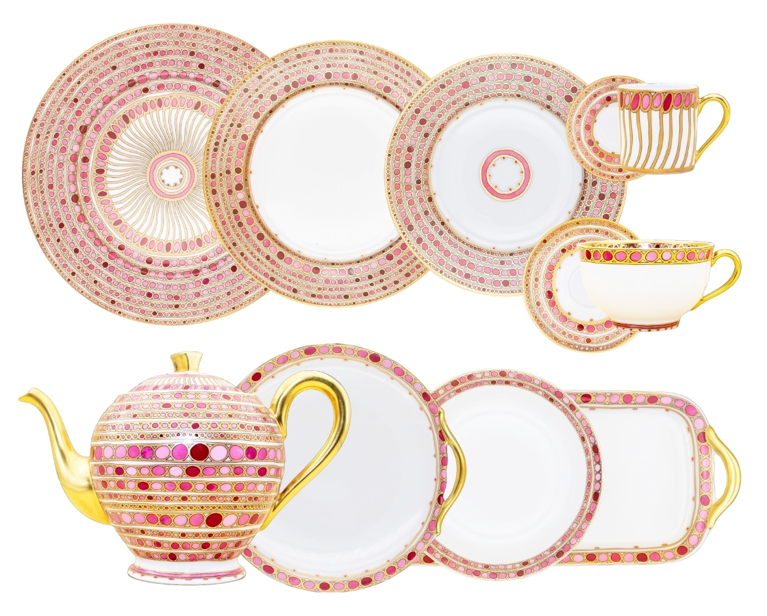 Robert Haviland & C. Parlon, Syracuse Fuschia, Grand dining set for 8 persons