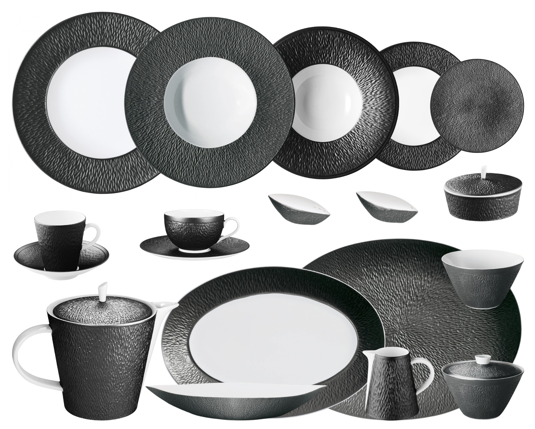 Raynaud, Minéral irisé Black, Grand dining set for 8 persons