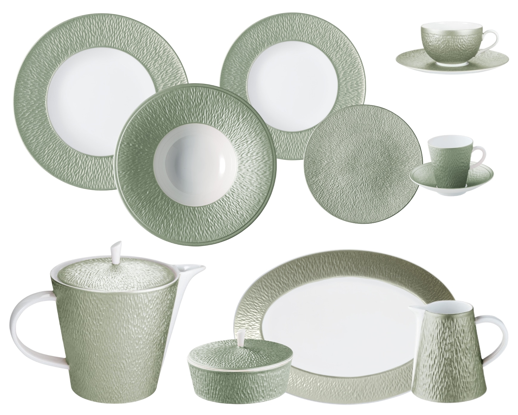 Raynaud, Minéral irisé Celadon, Essential set for 6 persons