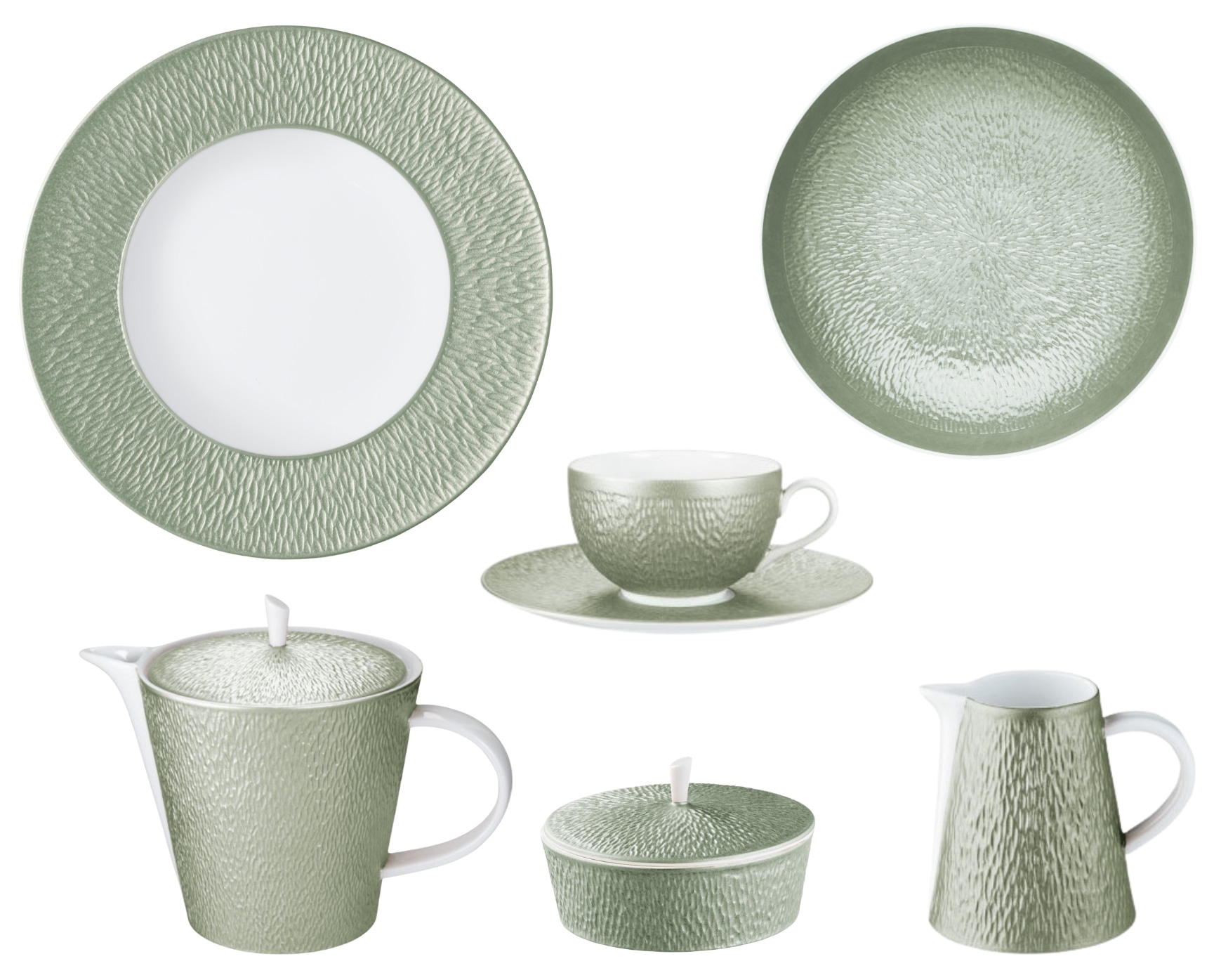 Raynaud, Minéral irisé Celadon, Breakfast set for 6 persons