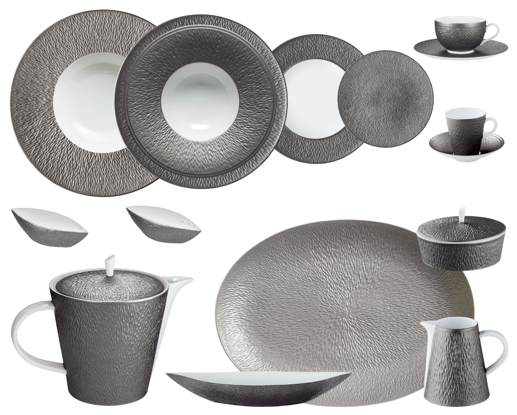 Raynaud, Minéral irisé Dark Grey, Dinner set for 6 persons