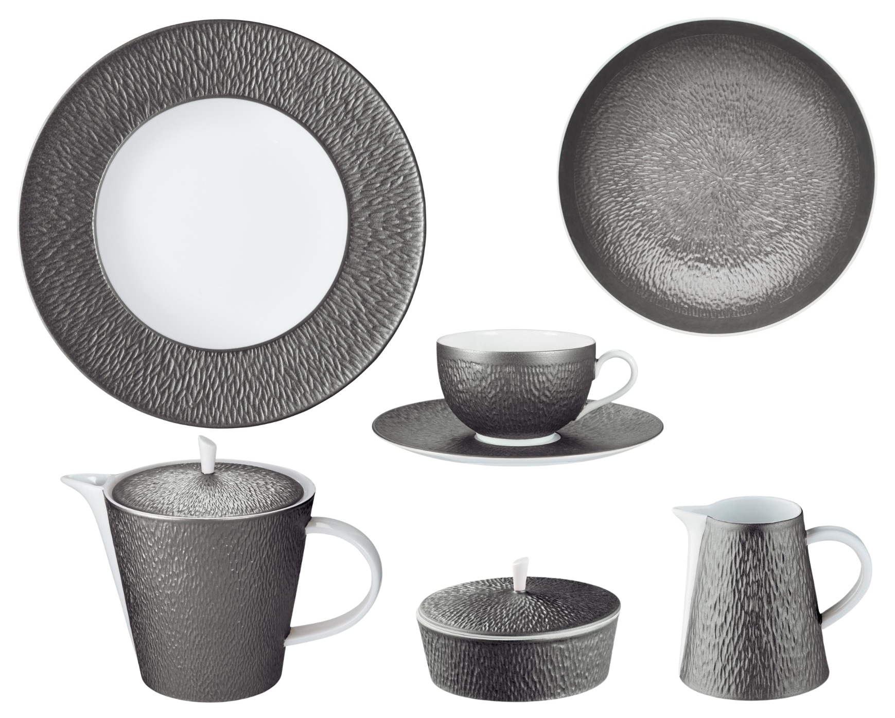 Raynaud, Minéral irisé Dark Grey, Breakfast set for 6 persons