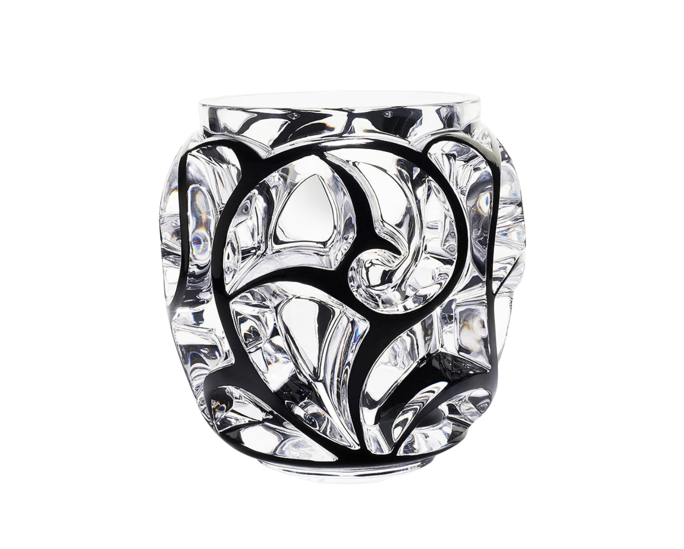 Lalique, Tourbillons vases, Grand vase, black enamelled