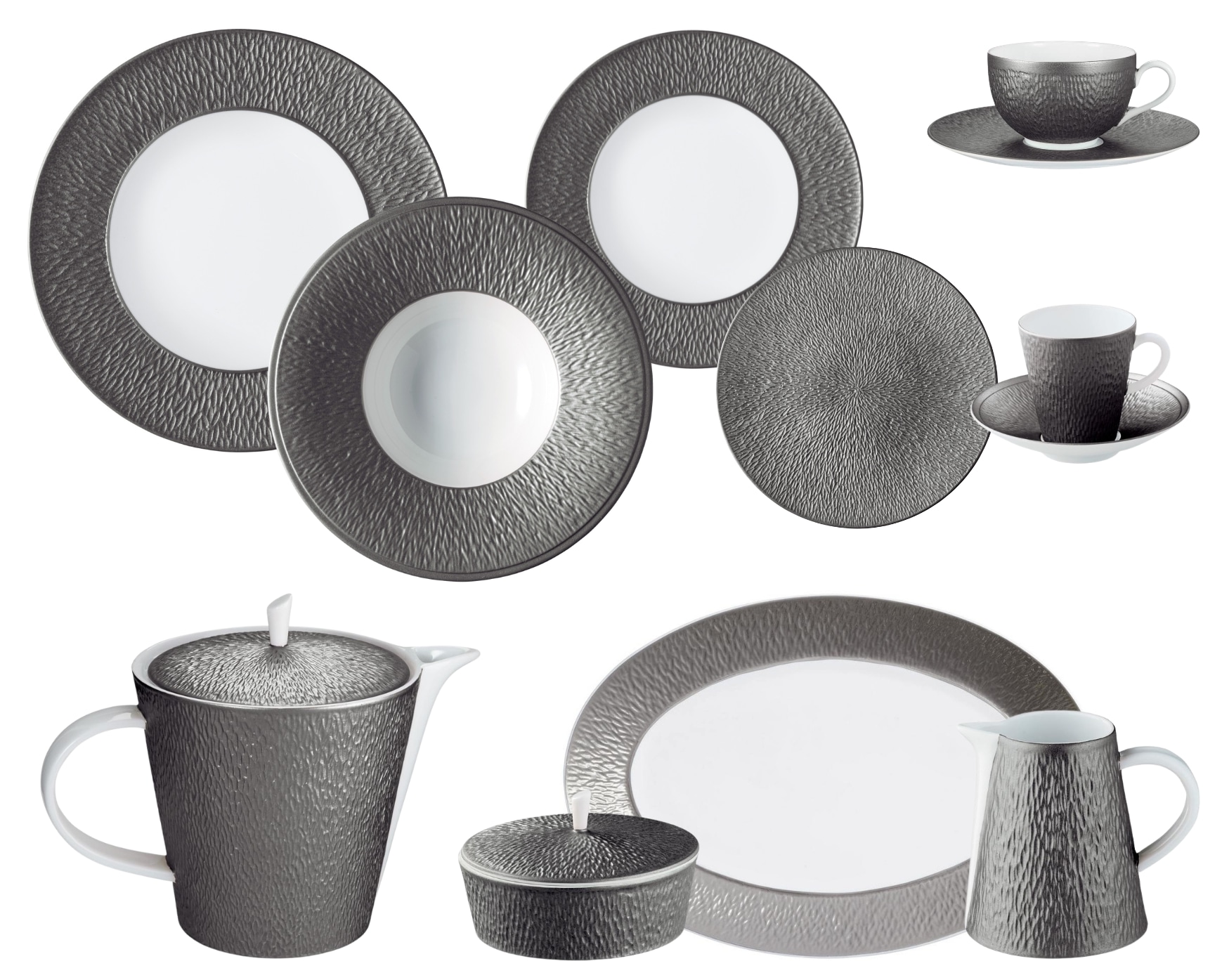 Raynaud, Minéral irisé Dark Grey, Essential set for 6 persons