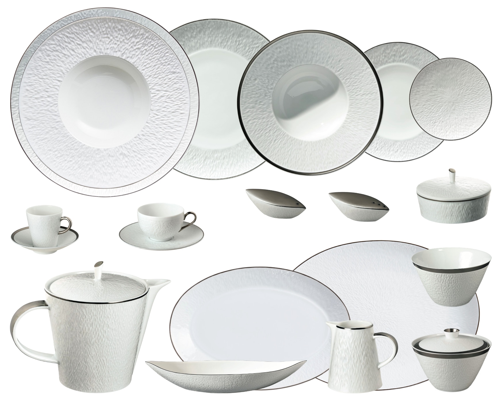 Raynaud, Minéral platinum, Grand dining set for 8 persons