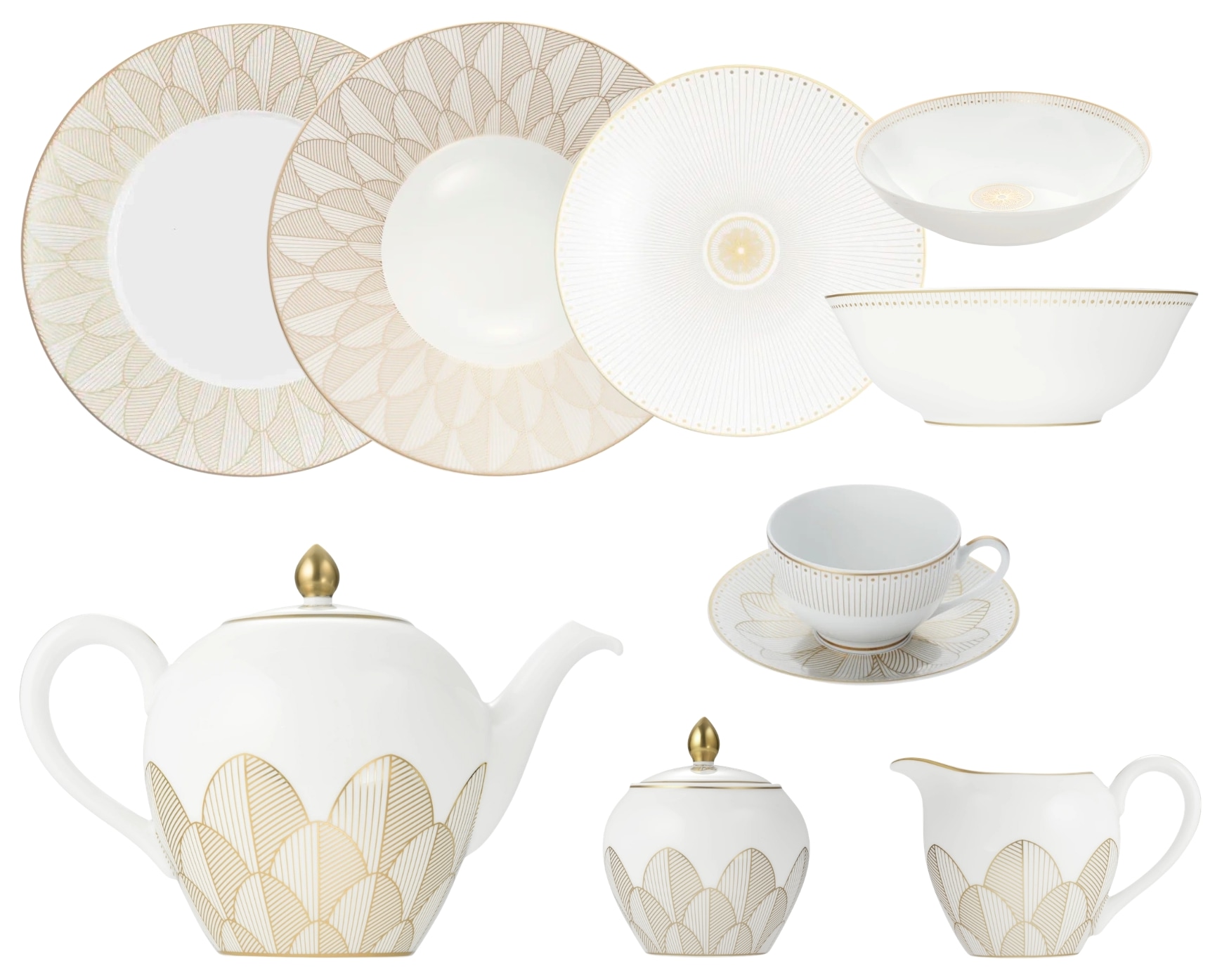 Christofle, Malmaison Impériale Gold, Essential set for 6 persons
