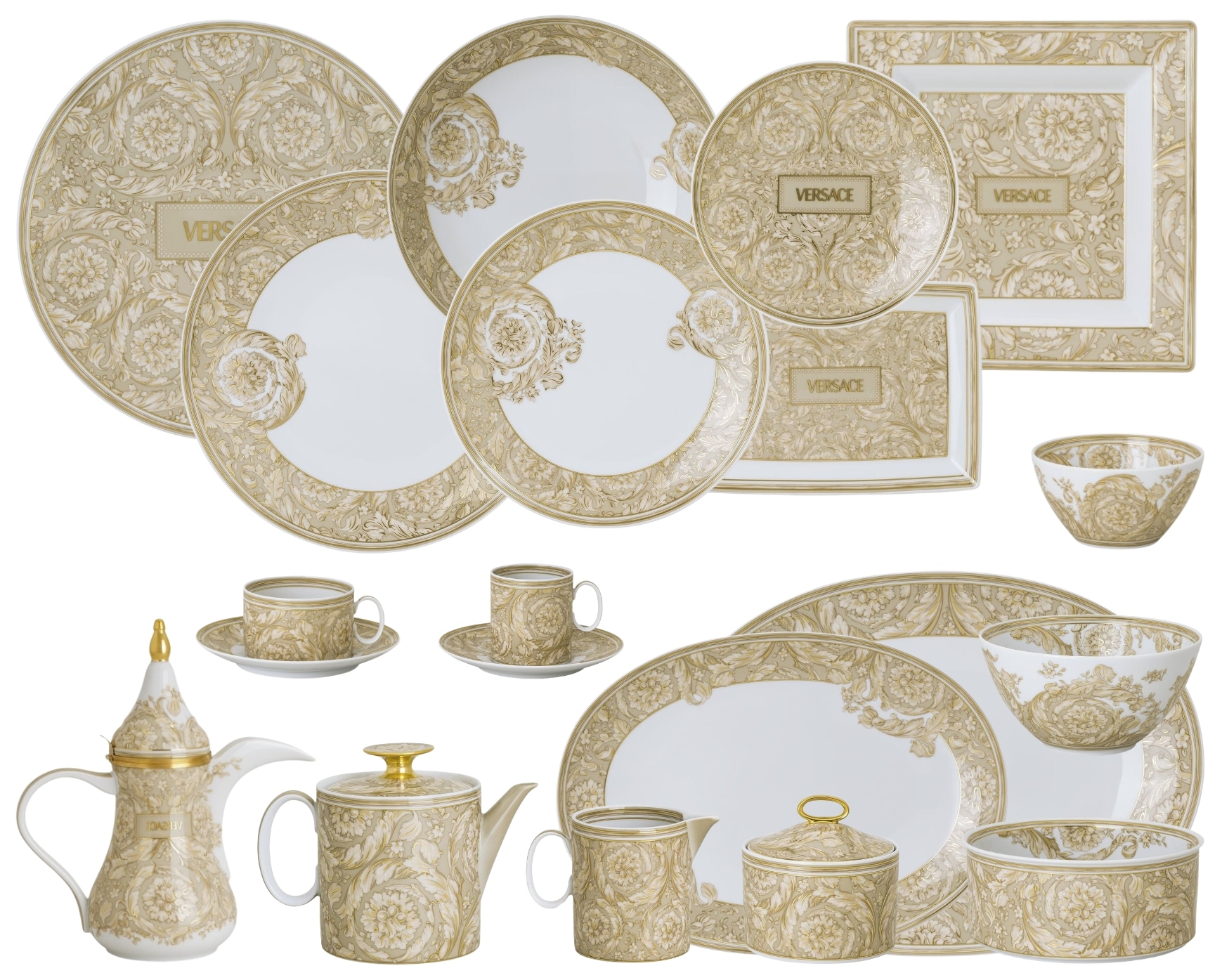Versace, Barocco Beige, Grand dining set for 8 persons