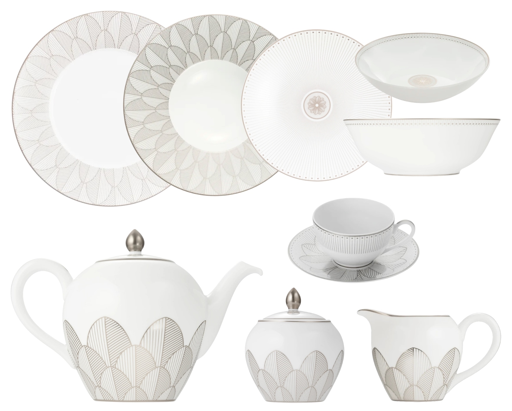 Christofle, Malmaison Impériale Platinum, Essential set for 6 persons
