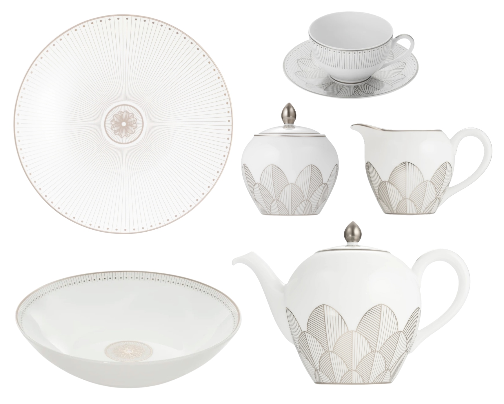 Christofle, Malmaison Impériale Platinum, Breakfast set for 6 persons