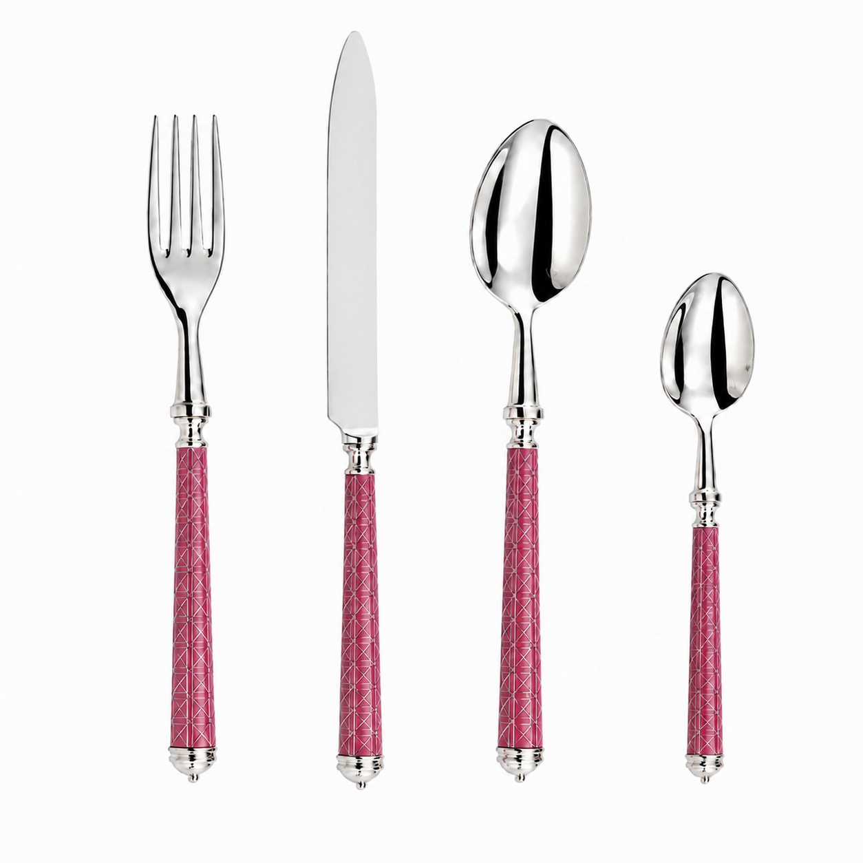 Alain Saint-Joanis, Croisette Pink, silver plated, Flatware set for 1 person (4 pieces)