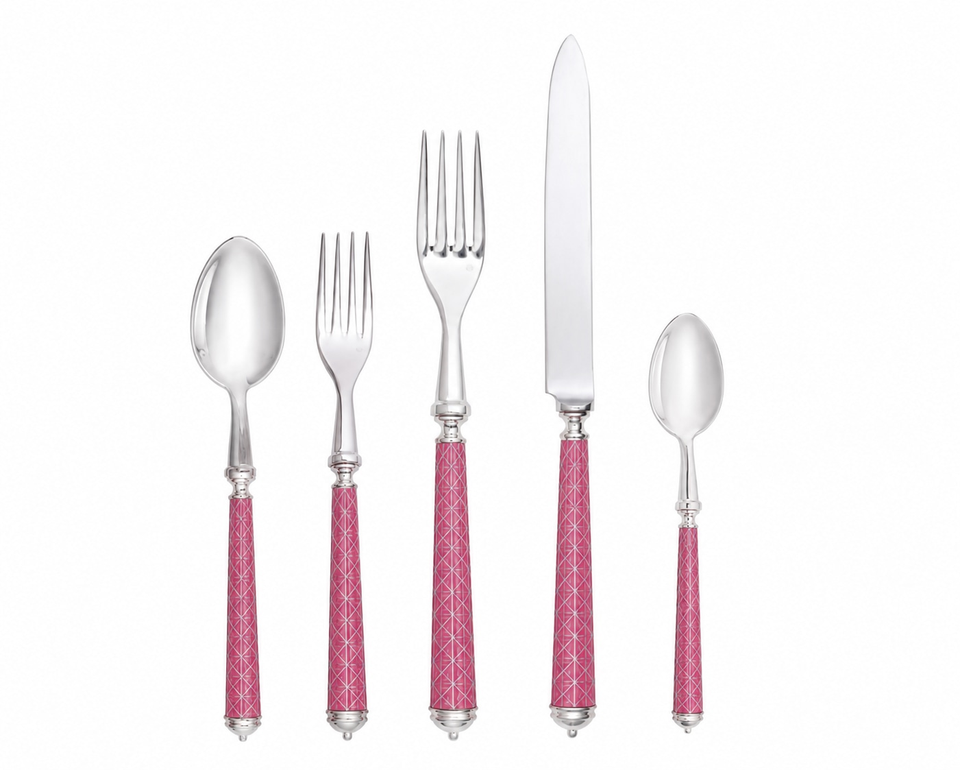 Alain Saint-Joanis, Croisette Pink, silver plated, Flatware set for 1 person (5 pieces)