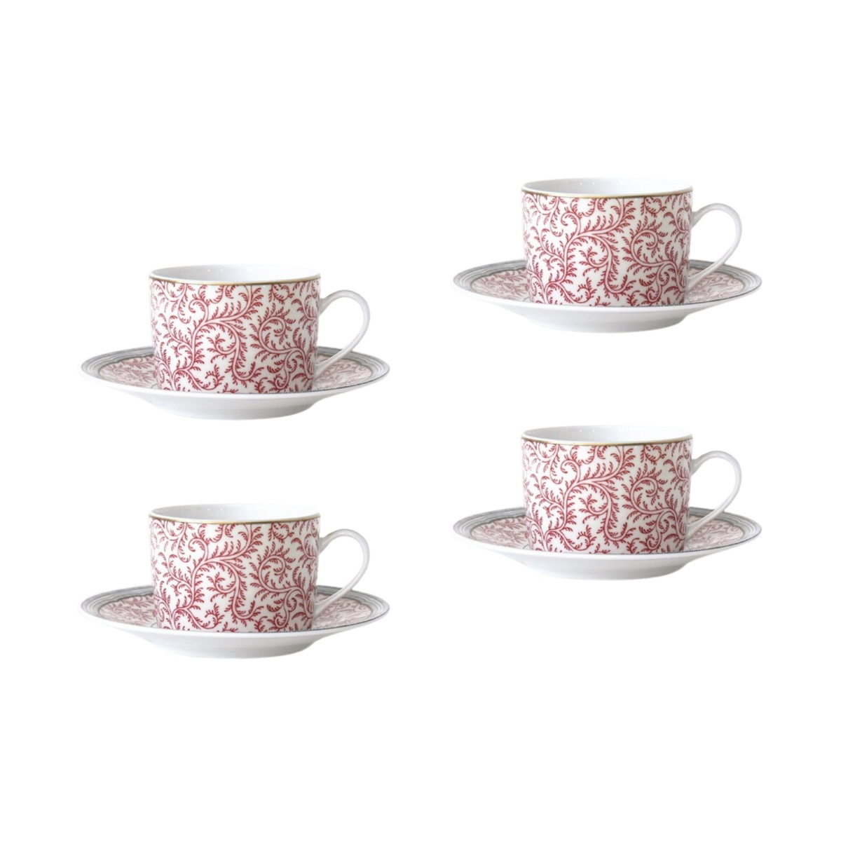 Bernardaud, Braquenié, Set of 4 tea cups and saucers