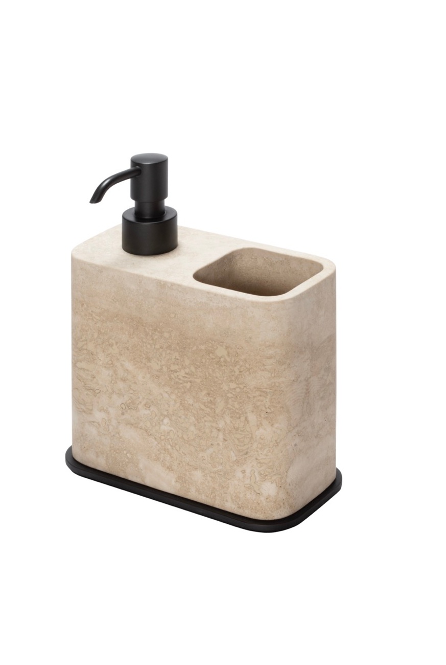 Giobagnara, Polo Marble Bathroom Set, Soap dispenser and toothbrush holder