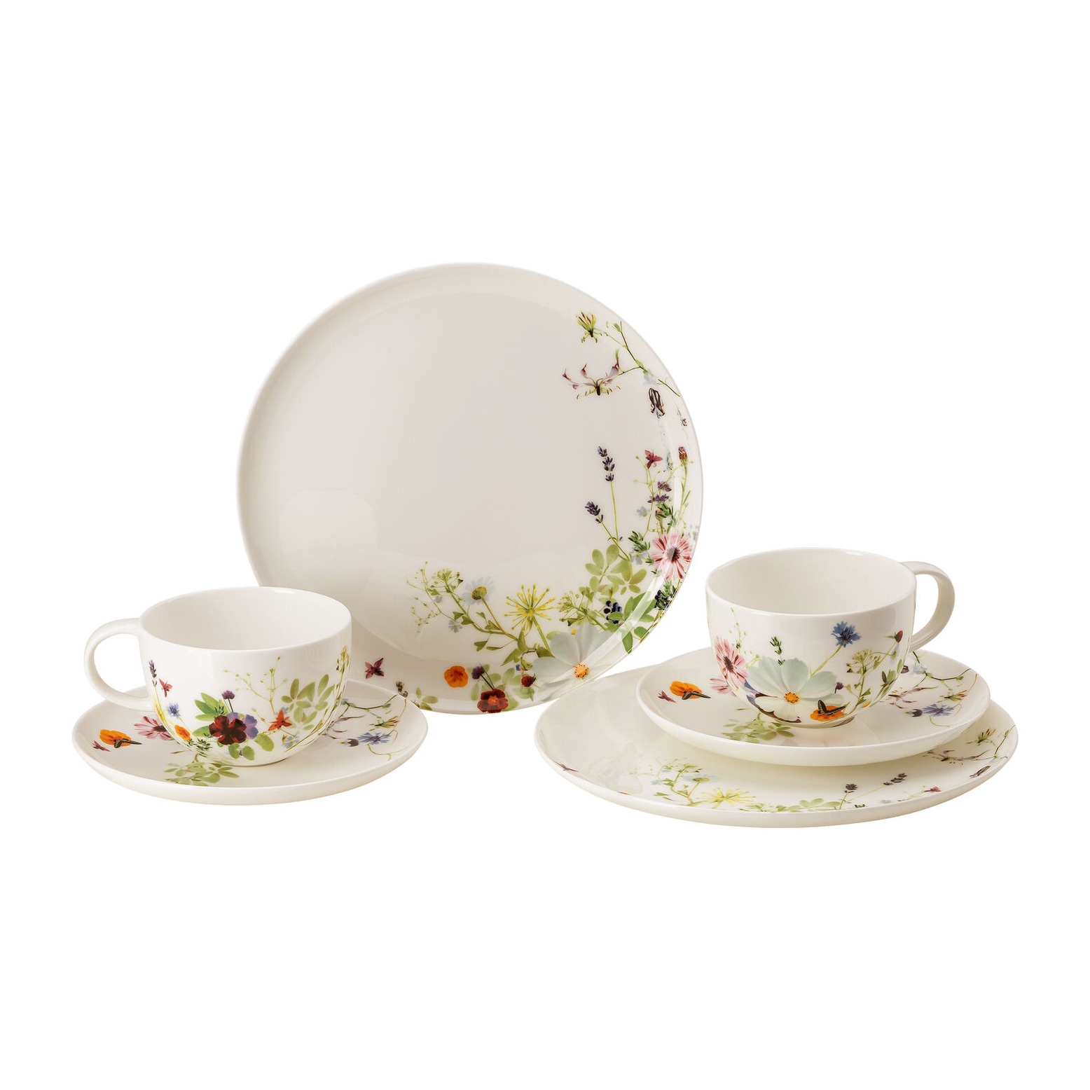 Rosenthal, Brillance Grand Air, Set of 2 combi cups with saucers and 2 coupe plates