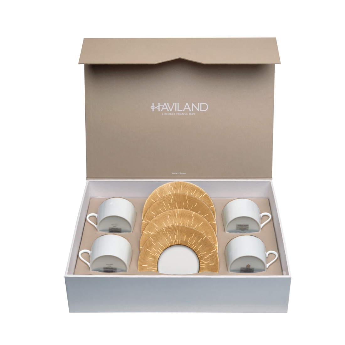 Haviland, Infini gold, Set of 4 teacups and saucers