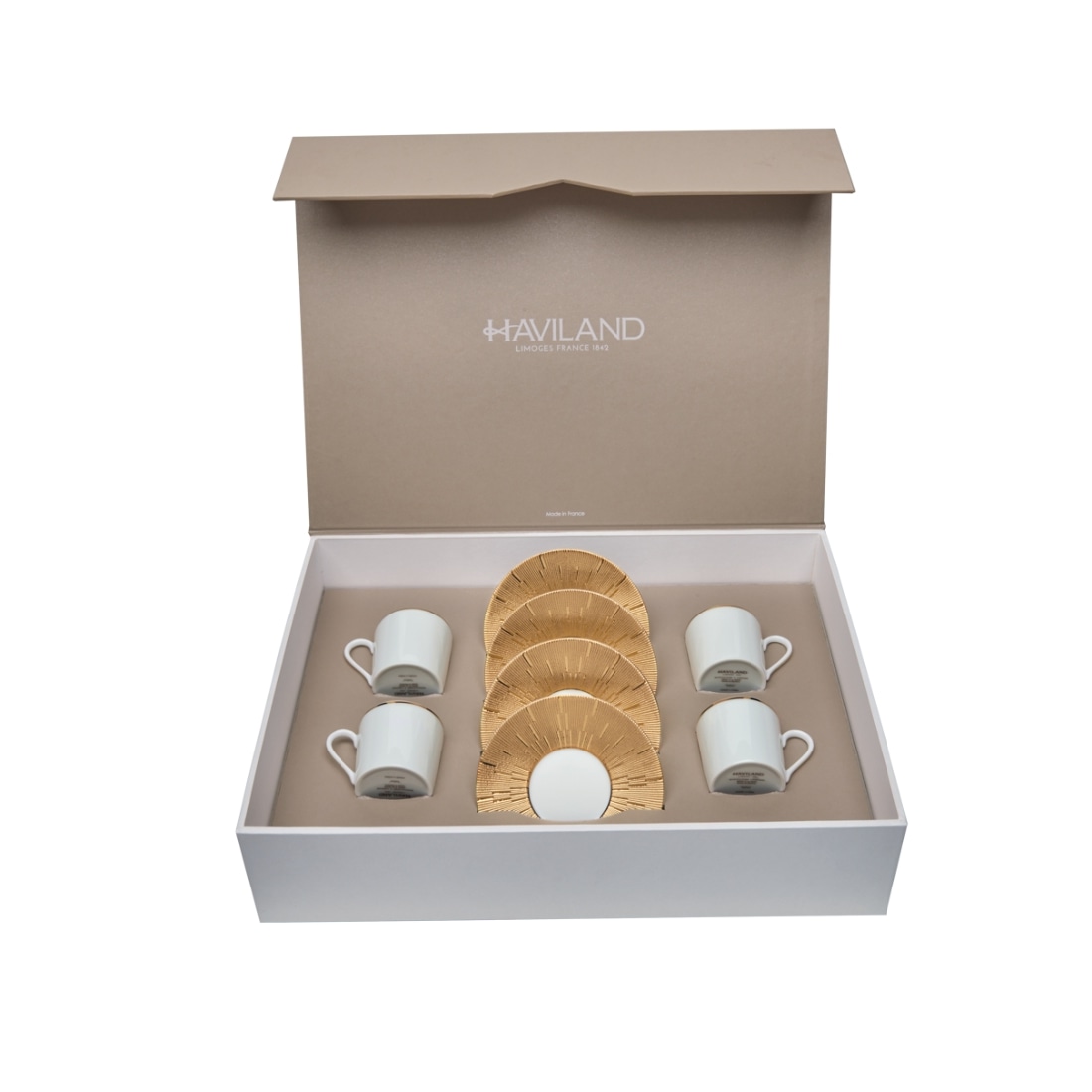 Haviland, Infini gold, Set of 4 coffee cups saucers