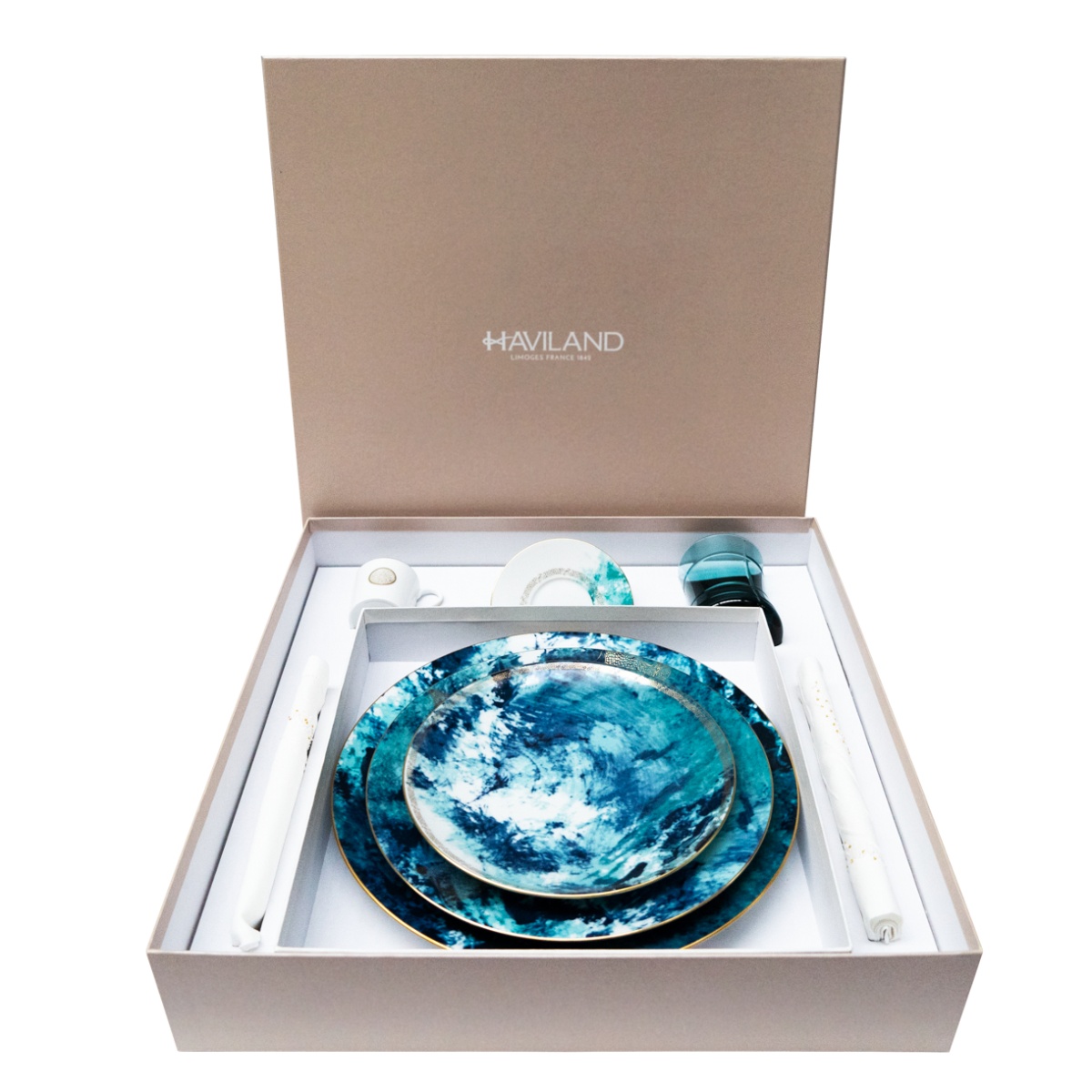 Haviland, Océan bleu, Coffee place setting gift set