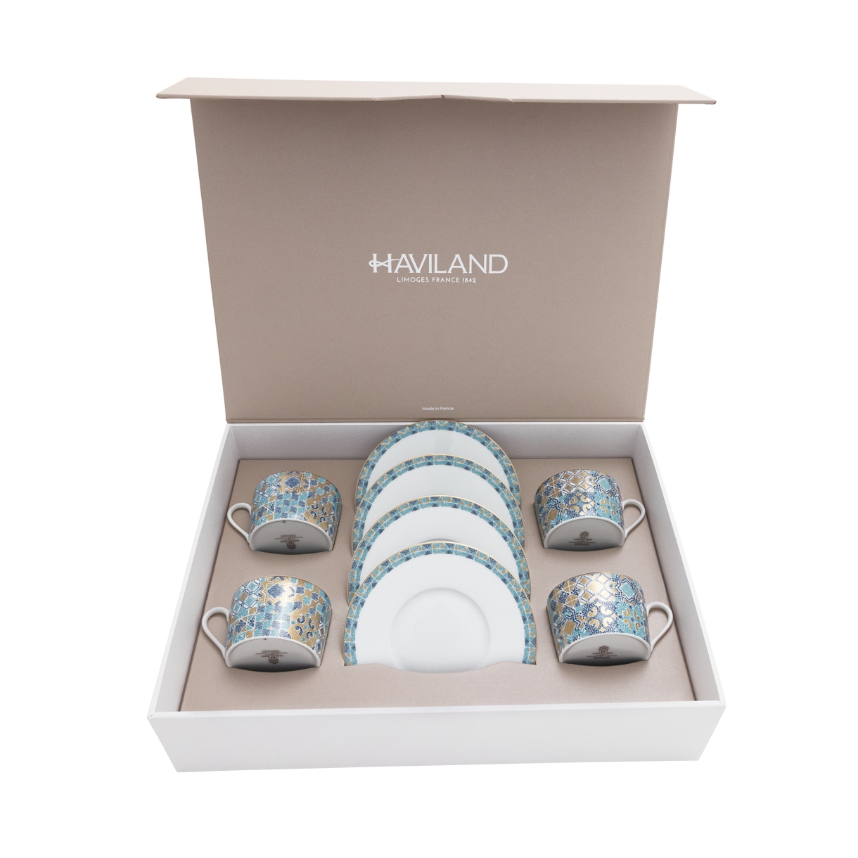 Haviland, Portofino, Set of 4 teacups and saucers