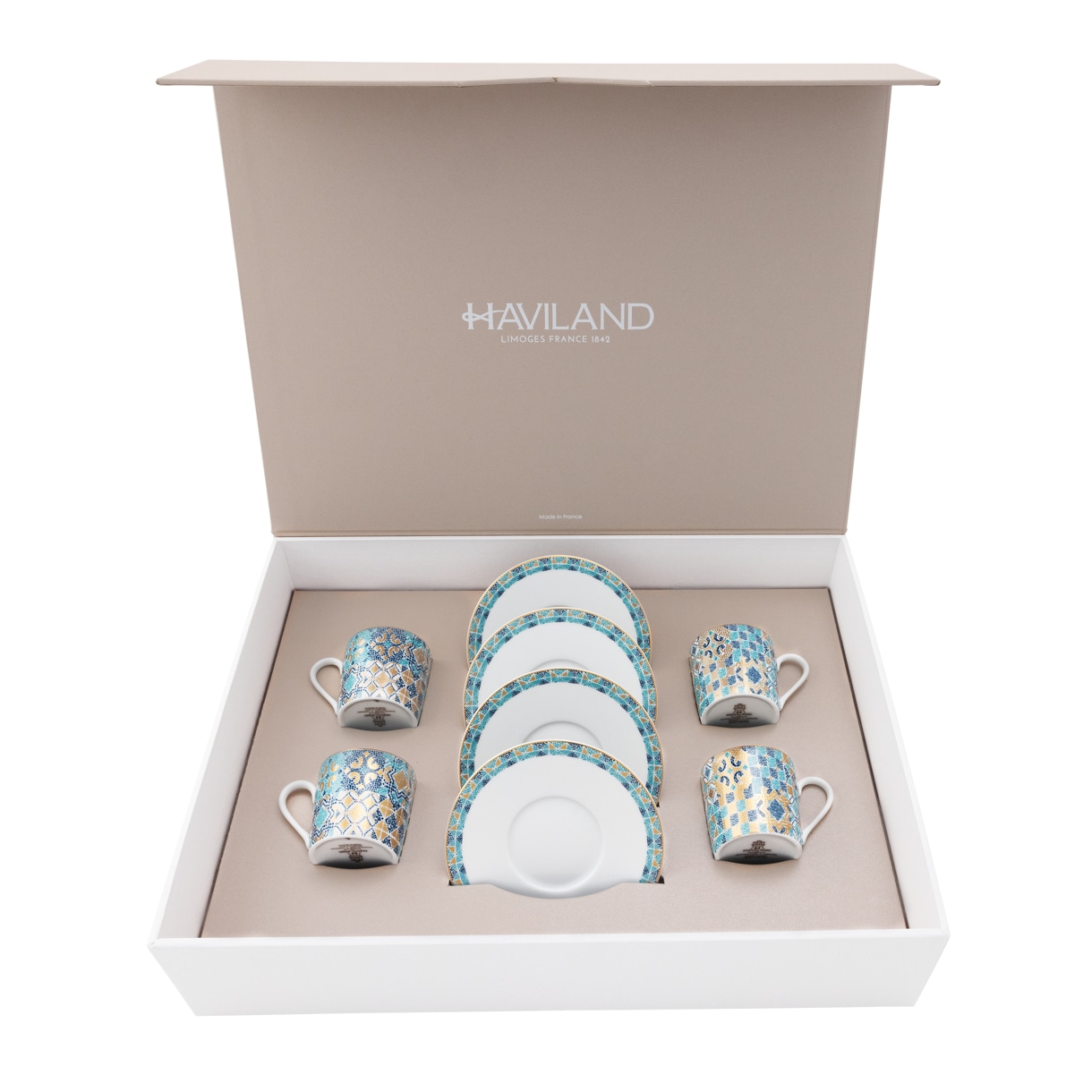 Haviland, Portofino, Set of 4 coffee cups saucers