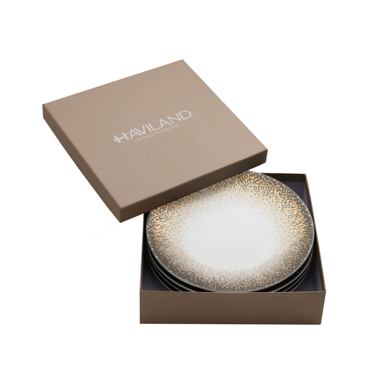 Haviland, Souffle d'or, Set of 4 dessert plates