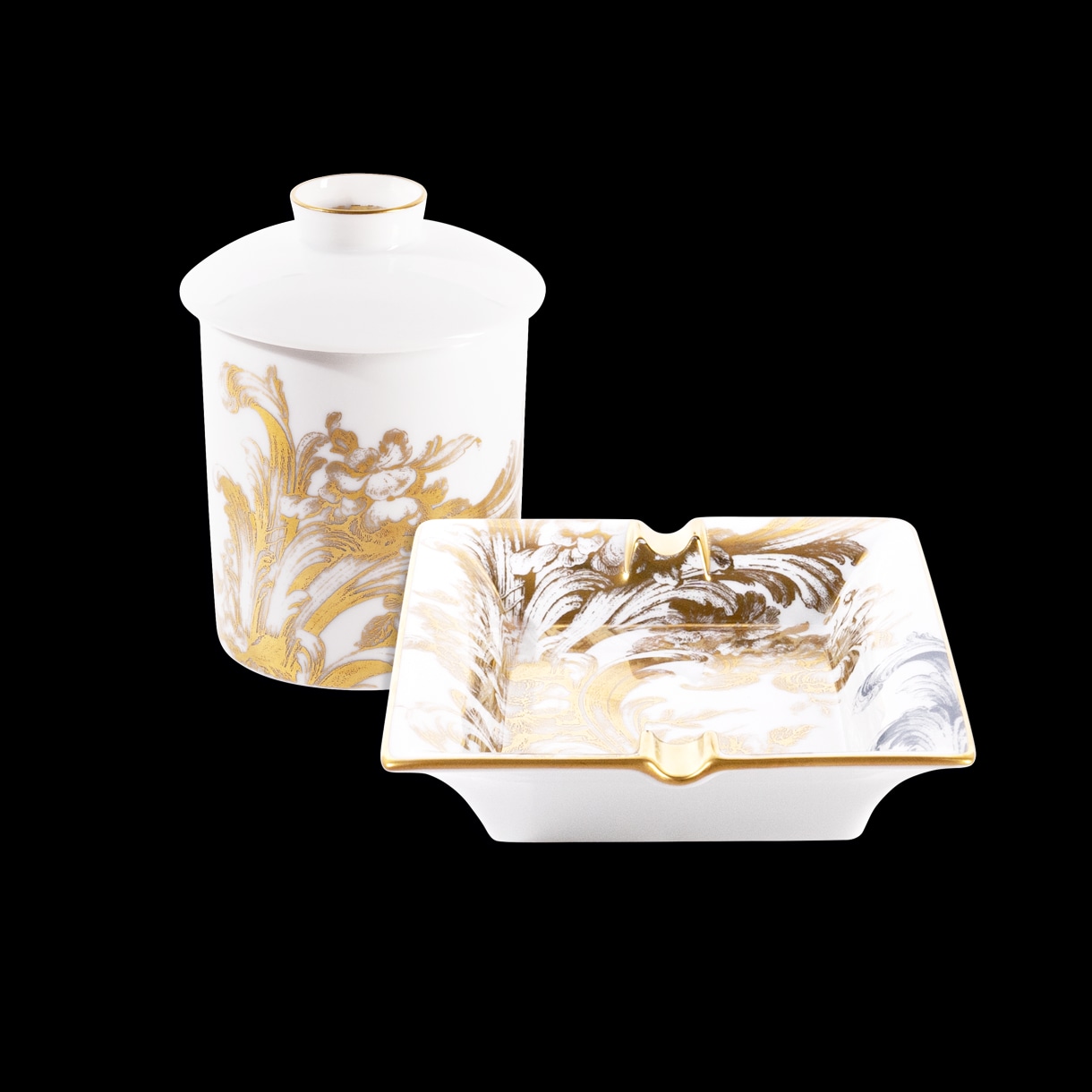 Haviland, Stanislas gold, Set of scented candle and tray