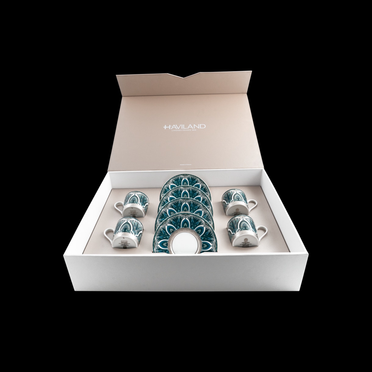 Haviland, Rêves du Nil Platinum, Coffee Cups & Saucers, set of 4