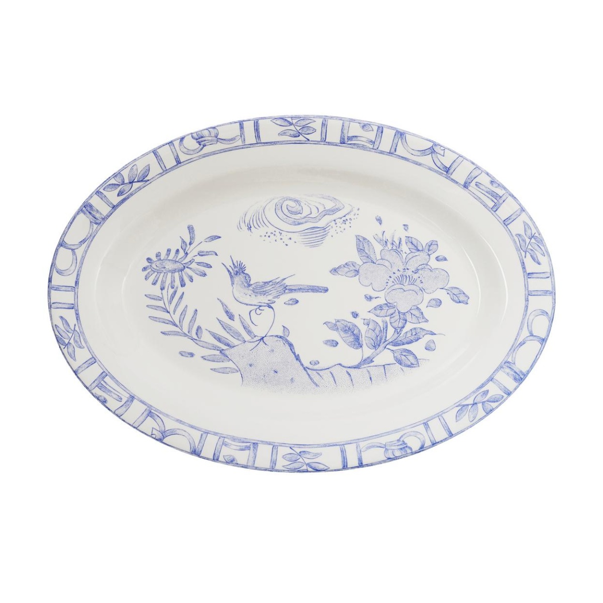 Gien, Oiseau Bleu, Oval platter