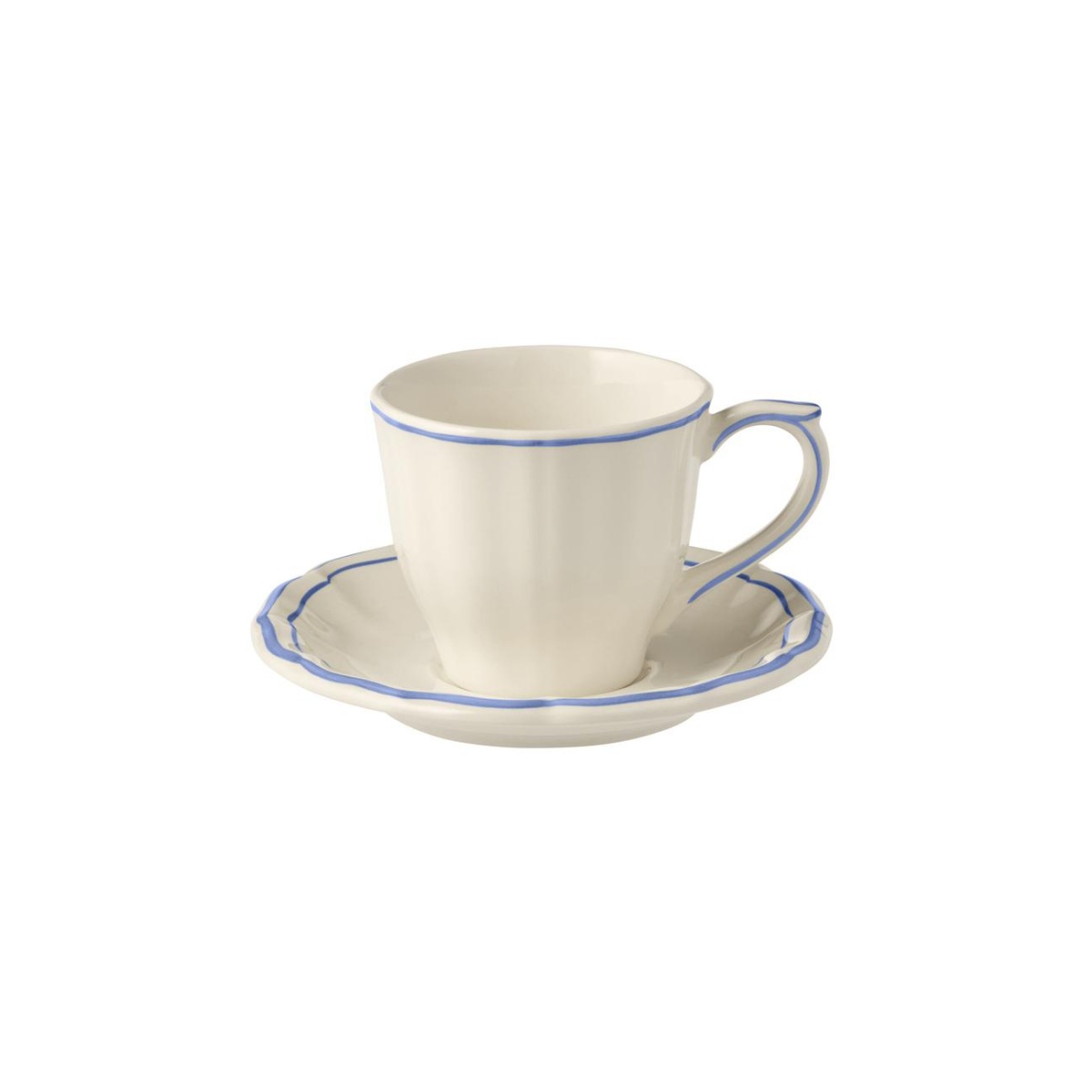 Gien, Filet Bleu, Us tea cup & saucer, set of 2