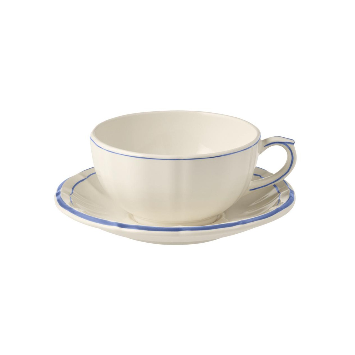 Gien, Filet Bleu, Breakfast cup & saucer, set of 2