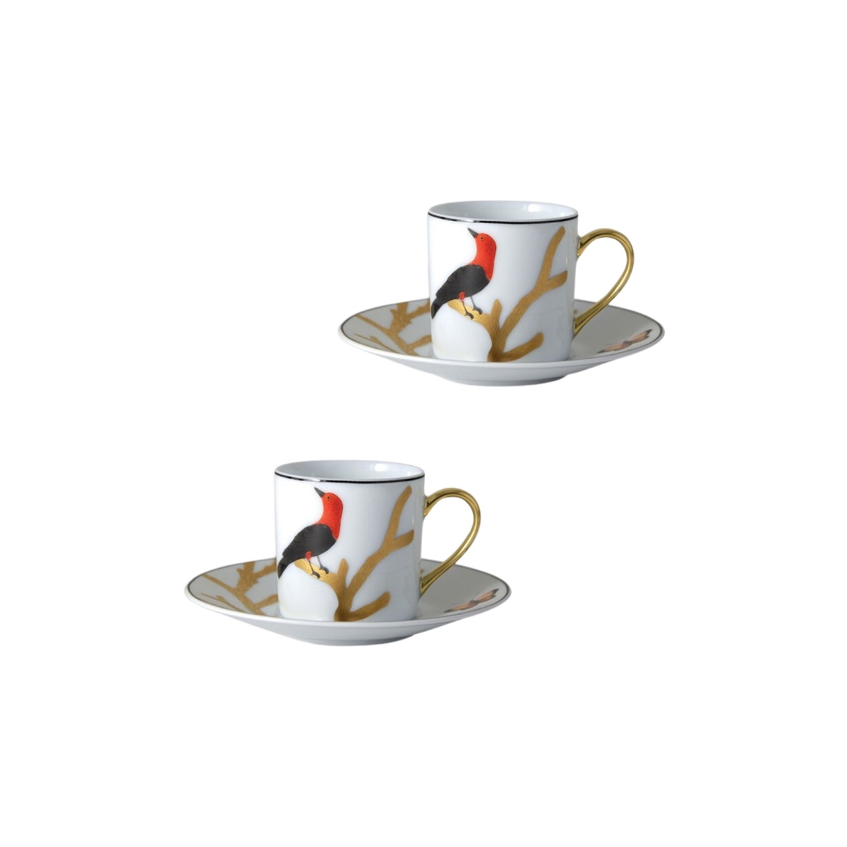 Bernardaud, Aux Oiseaux, Set of 2 coffee cups and saucers