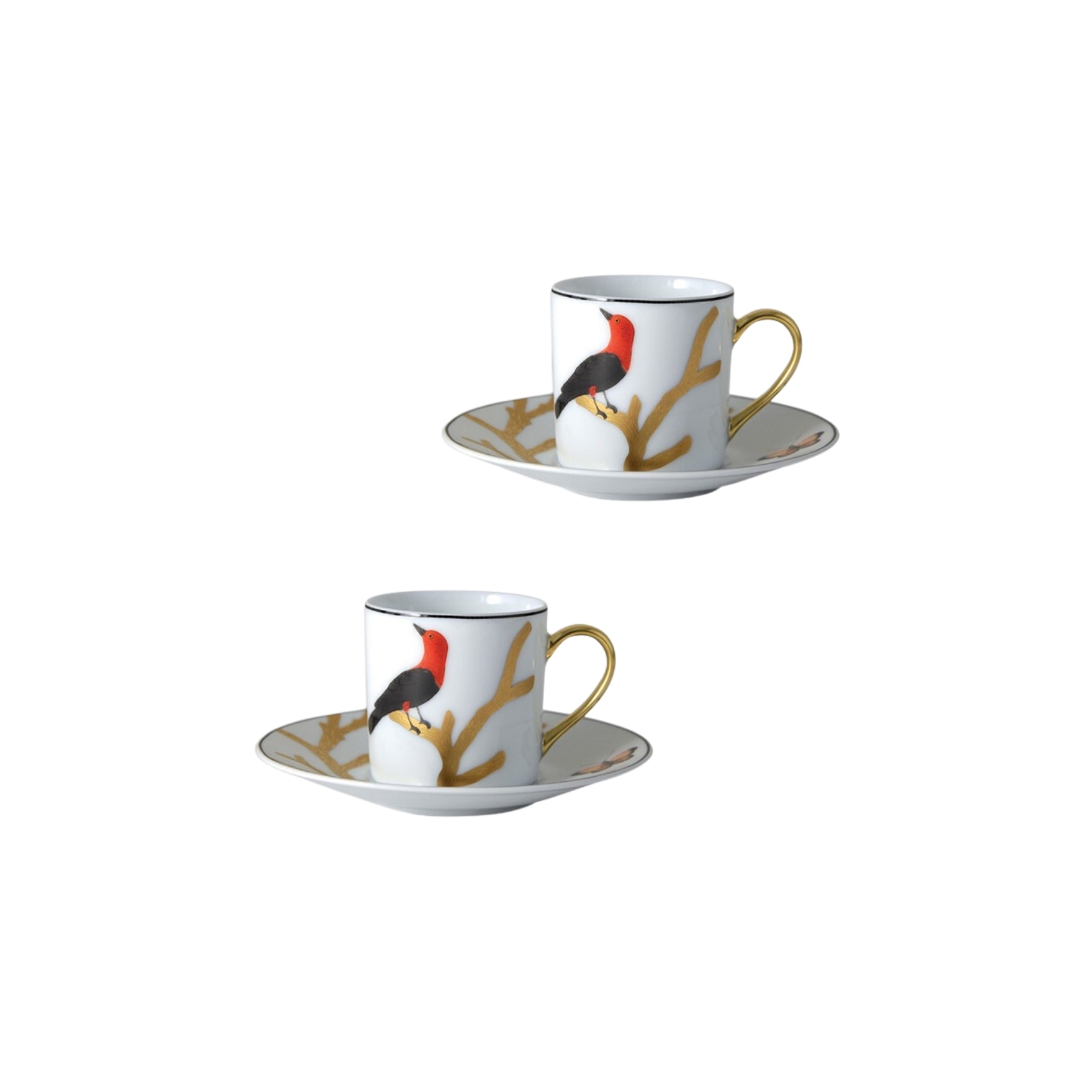 Bernardaud, Aux Oiseaux, Set of 2 coffee cups and saucers