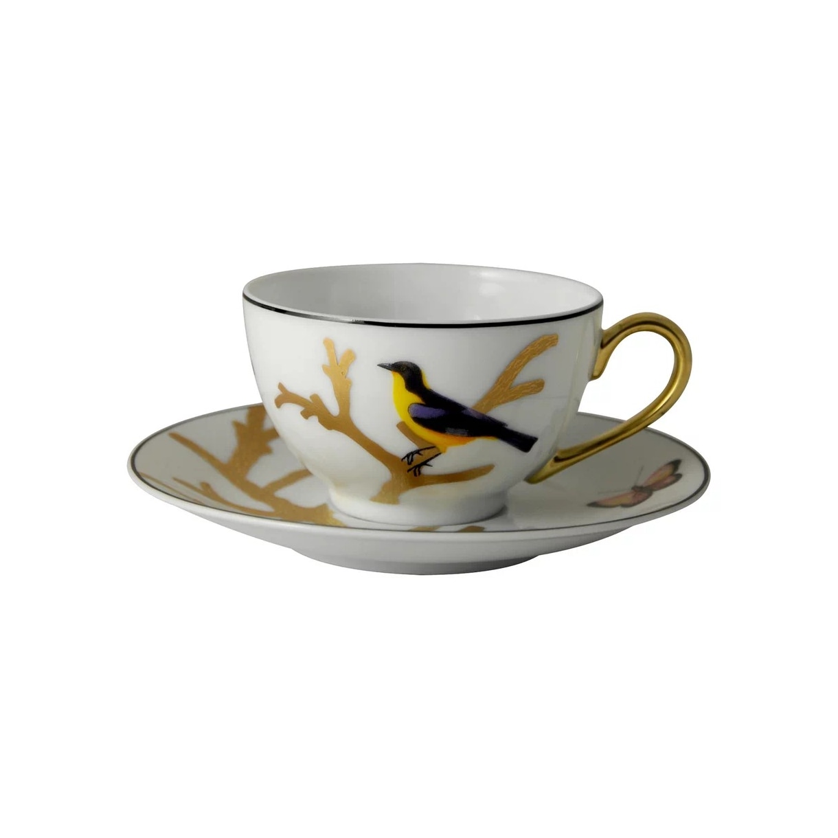 Bernardaud, Aux Oiseaux, Set of 4 tea cups and saucers
