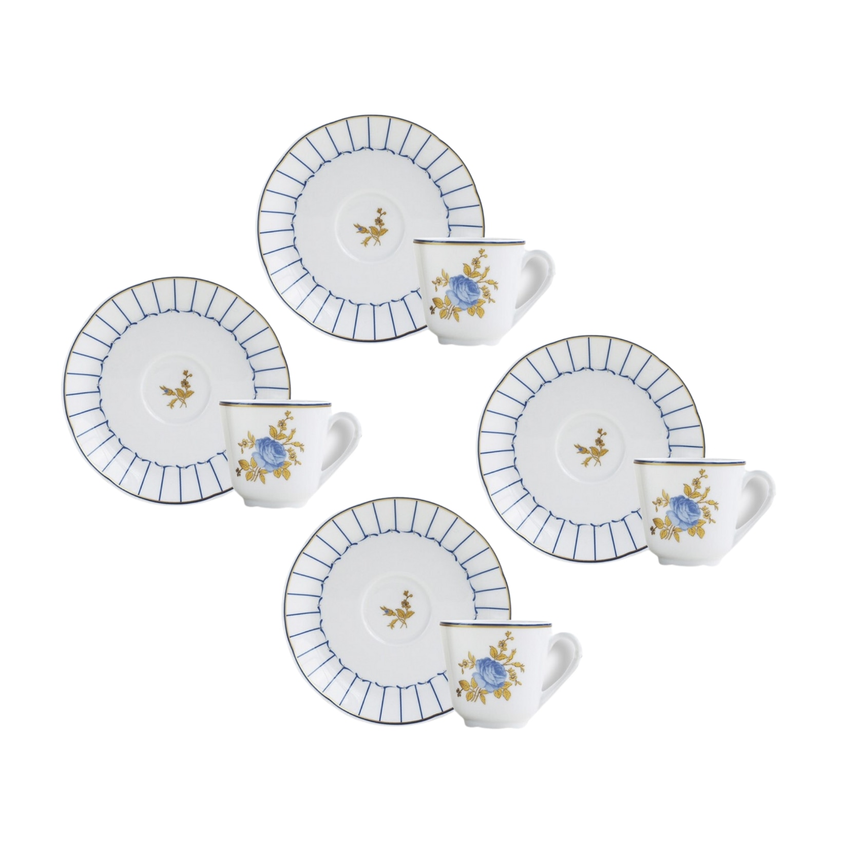 Bernardaud, Brocante, Set of 4 coffee cups and saucers