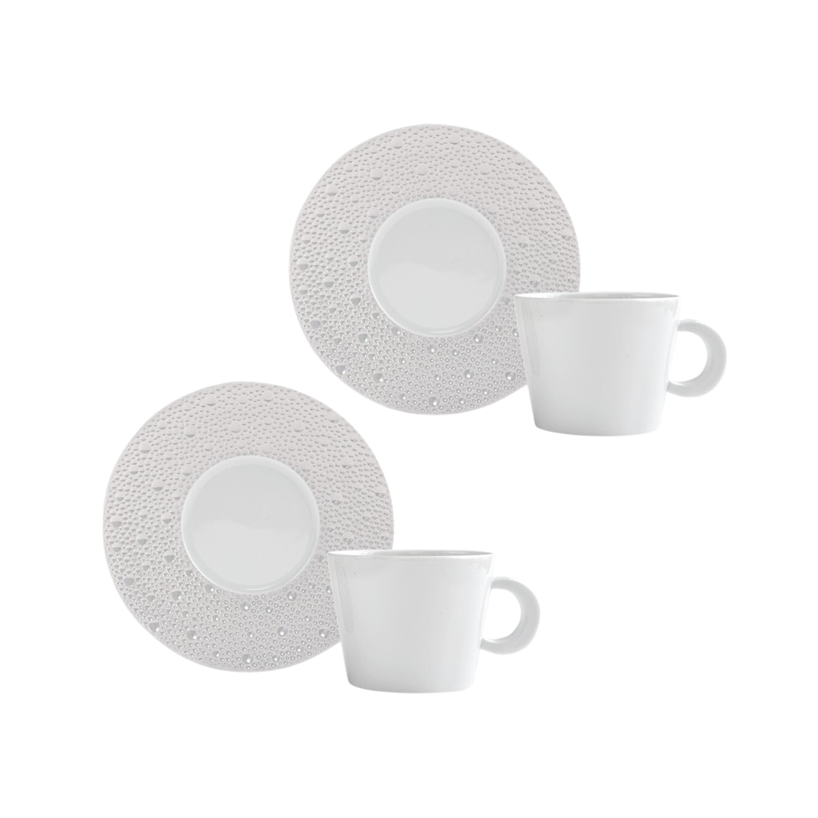 Bernardaud, Ecume Perle, Set of 2 tea cups & saucers