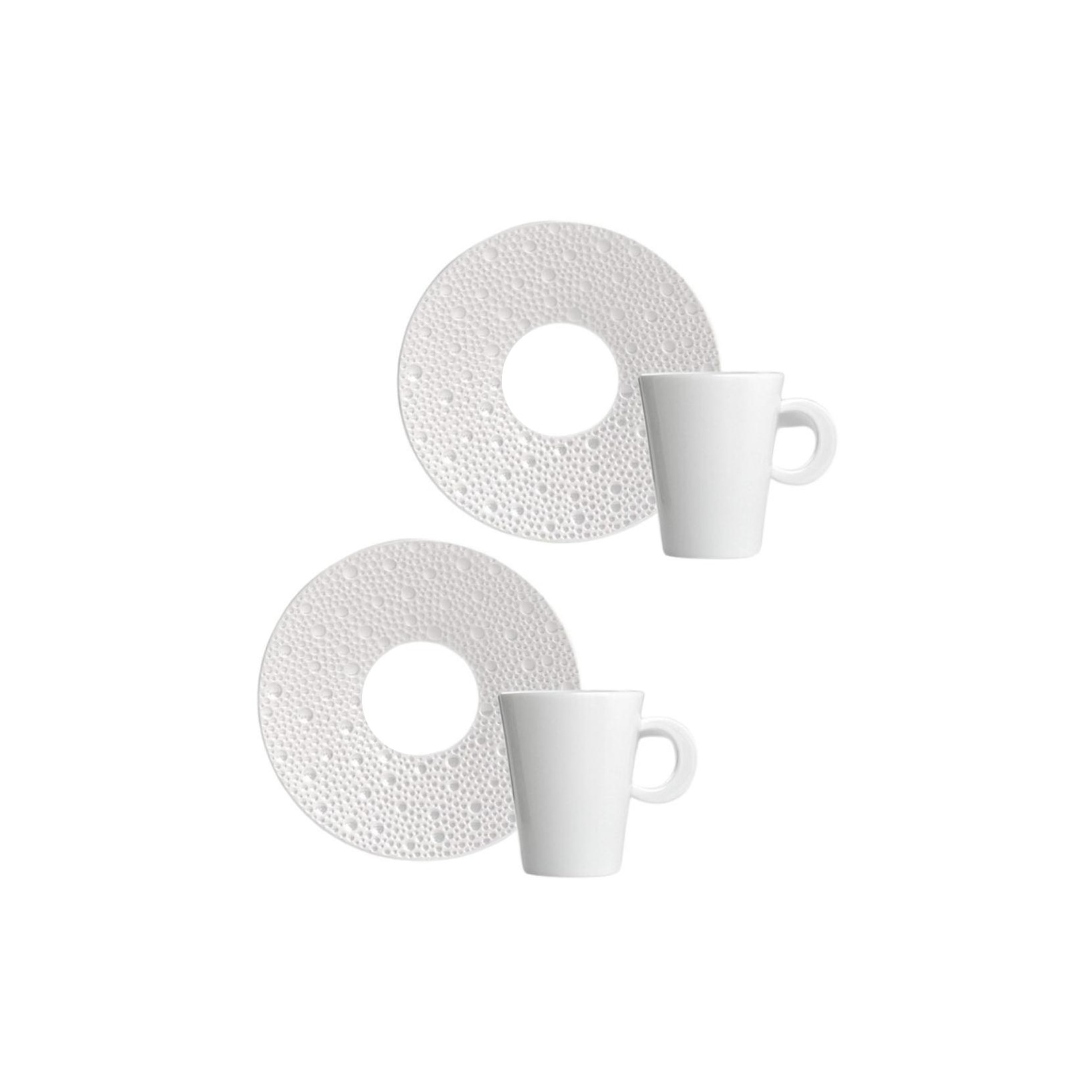 Bernardaud, Ecume Perle, Set of 2 coffee cups & saucers