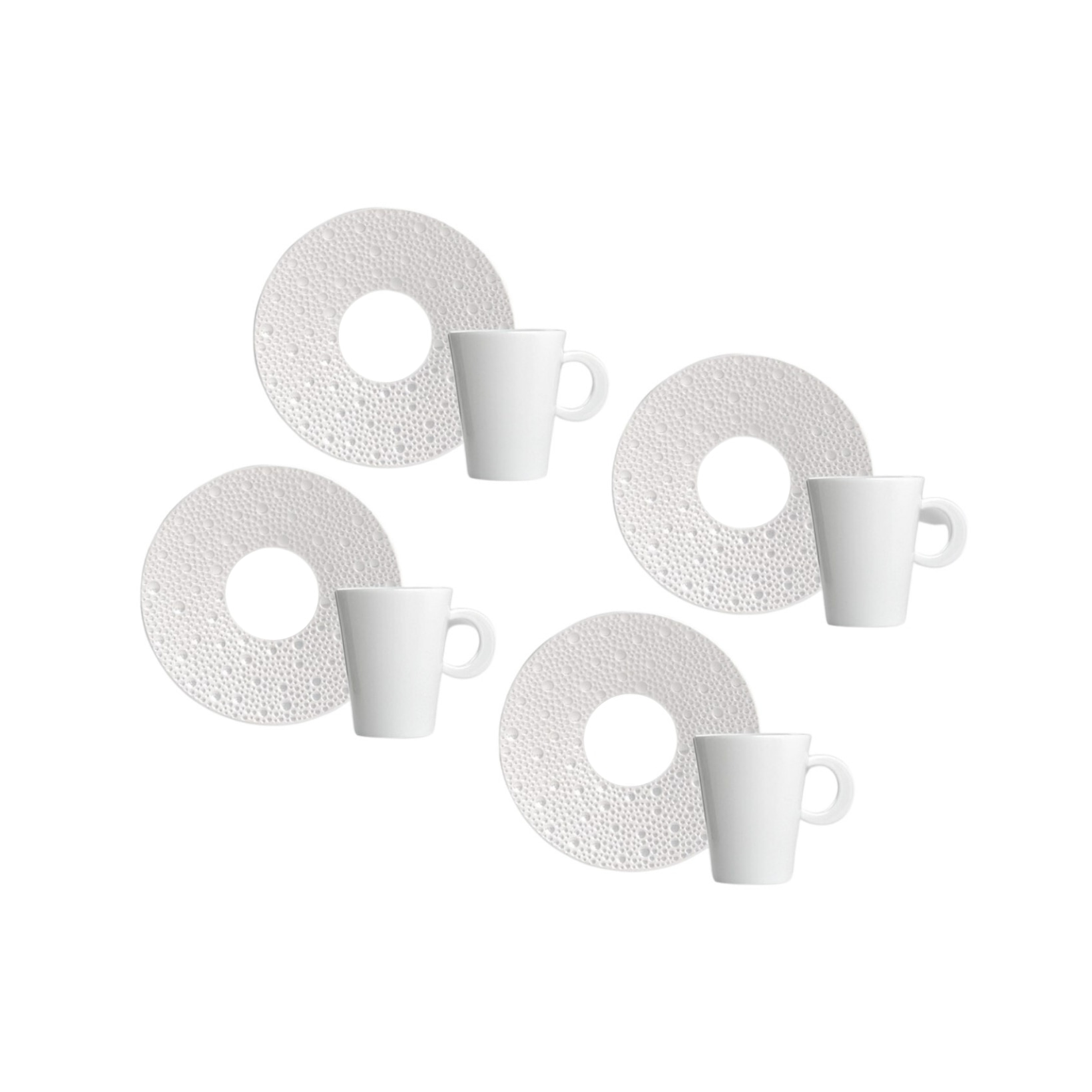 Bernardaud, Ecume Perle, Set of 4 coffee cups & saucers