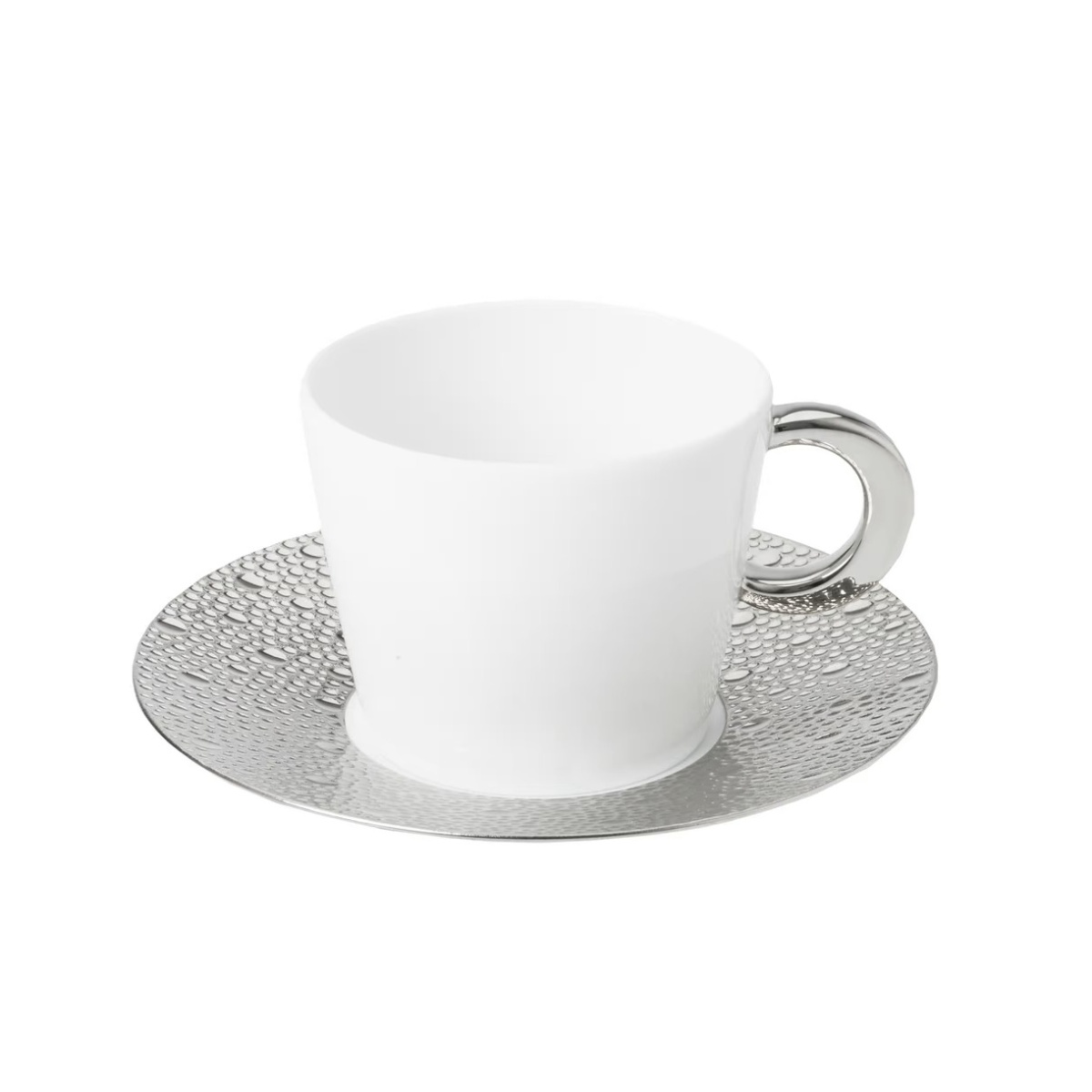 Bernardaud, Ecume Platinum, Set of 2 tea cups & saucers