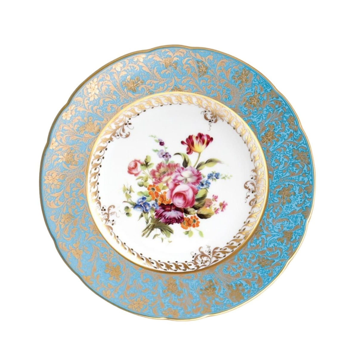 Bernardaud, Eden turquoise, Salad plate with flowers