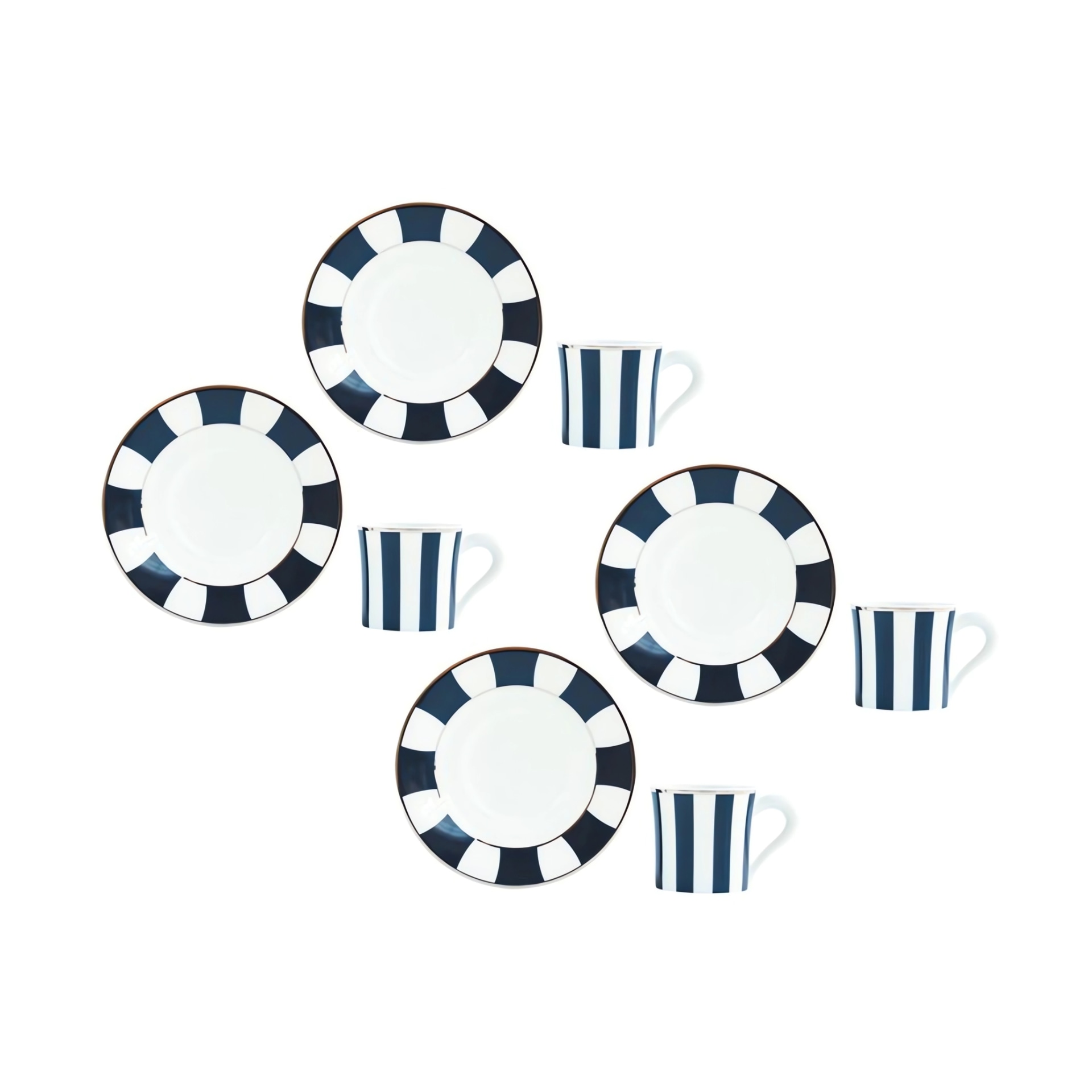 Bernardaud, Galerie Royale Night Blue, Set of 4 coffee cups and saucers