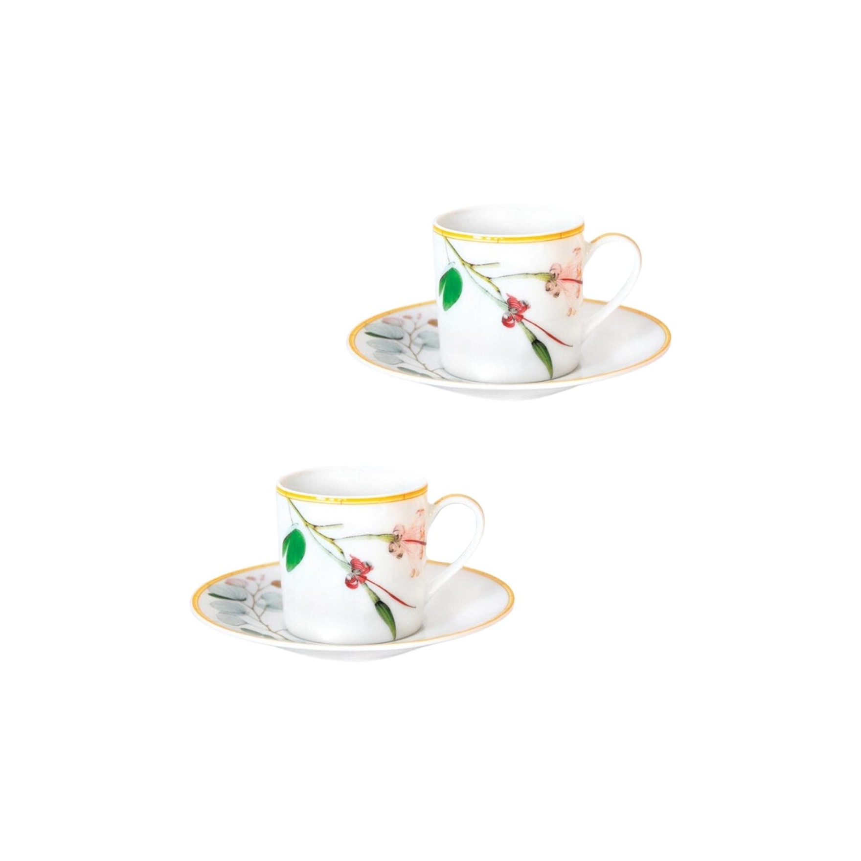 Bernardaud, Jardin Indien, Set of 2 coffee cups and saucers