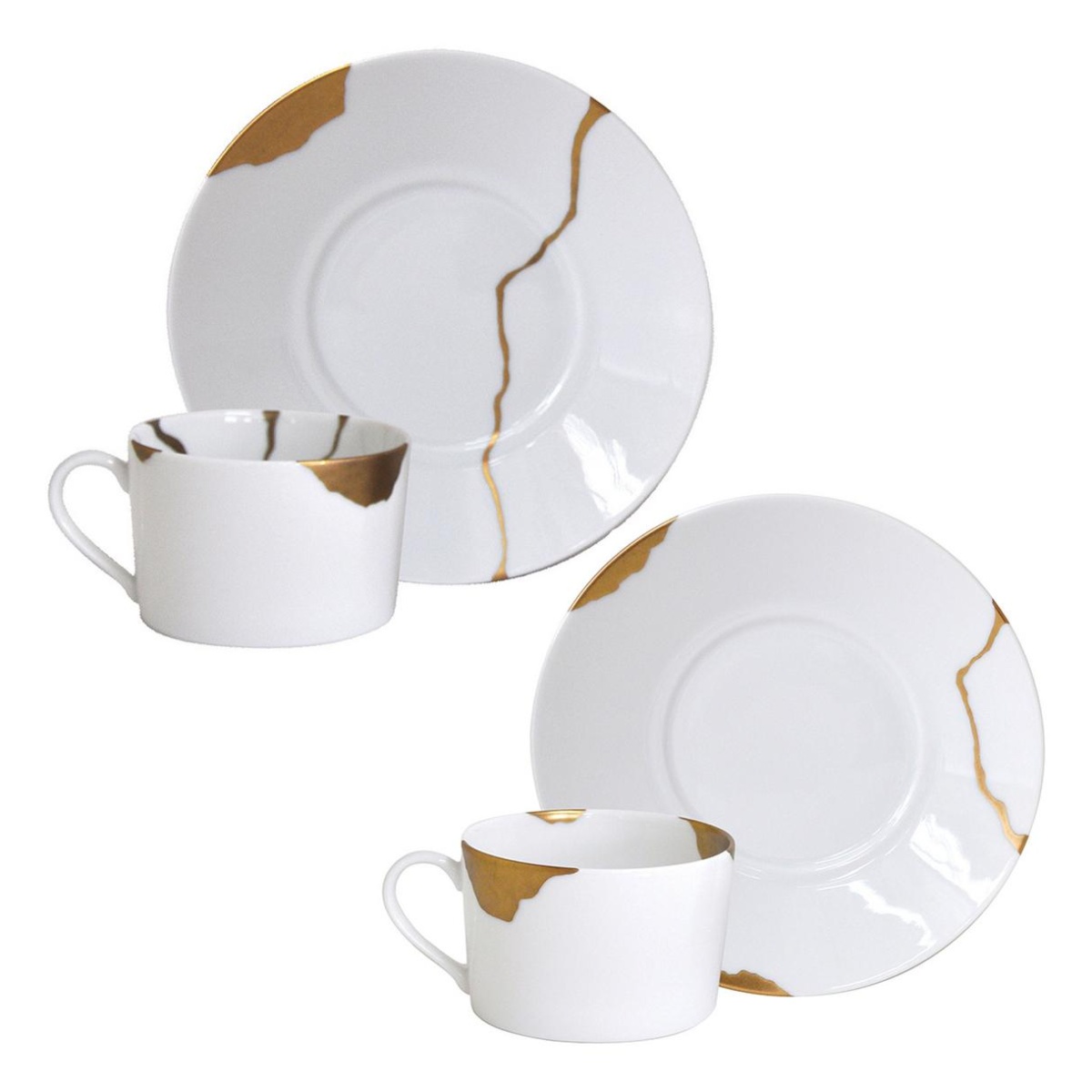 Bernardaud, Kintsugi, Gift box set of 2 breakfast cups and saucers