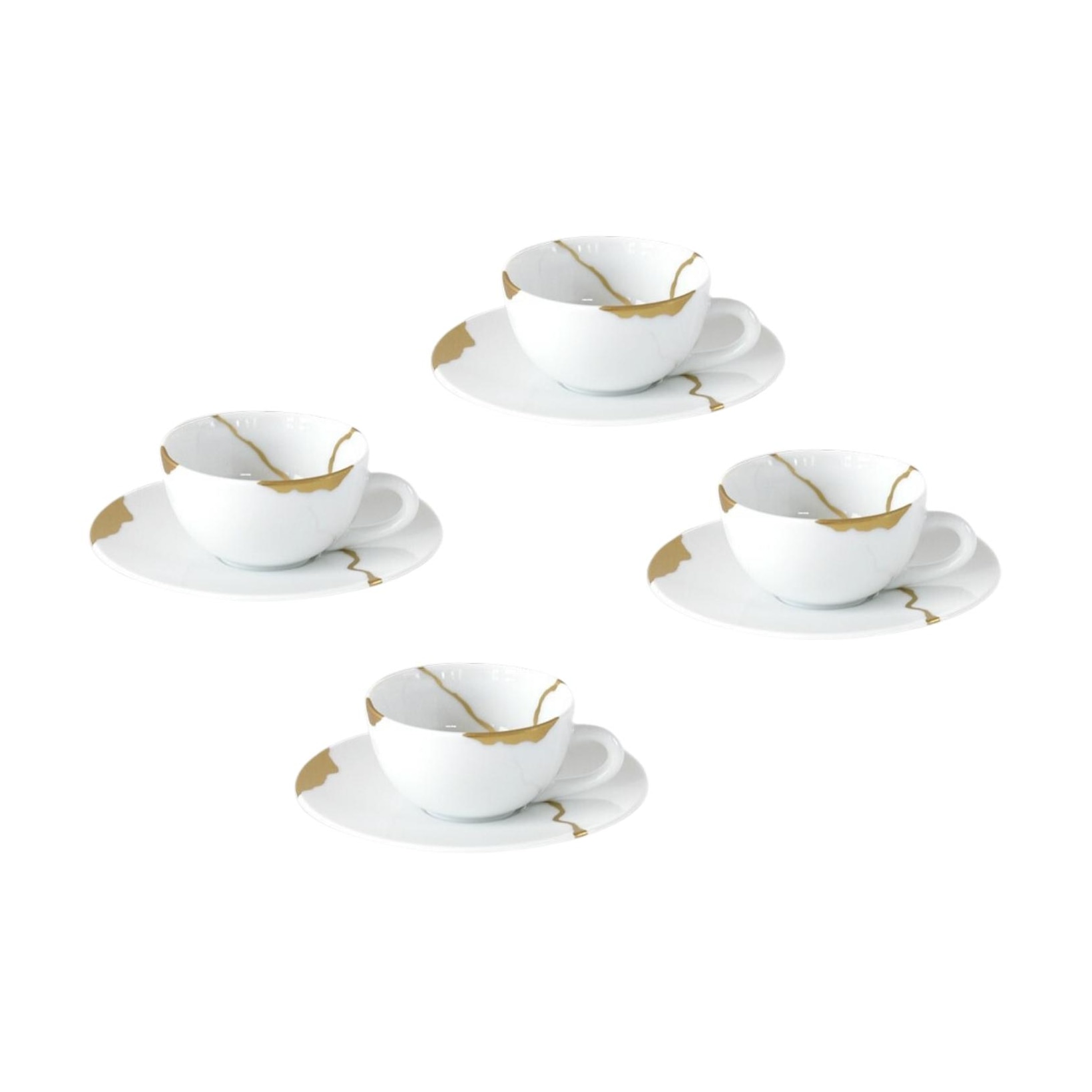 Bernardaud, Kintsugi, Set of 4 coffee cups and saucers