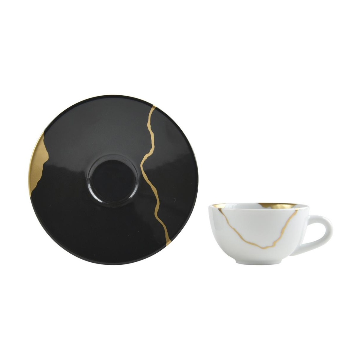 Bernardaud, Kintsugi, Charbon espresso cup and saucer