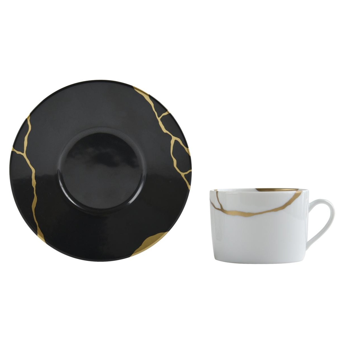 Bernardaud, Kintsugi, Charbon extra tea cup and saucer