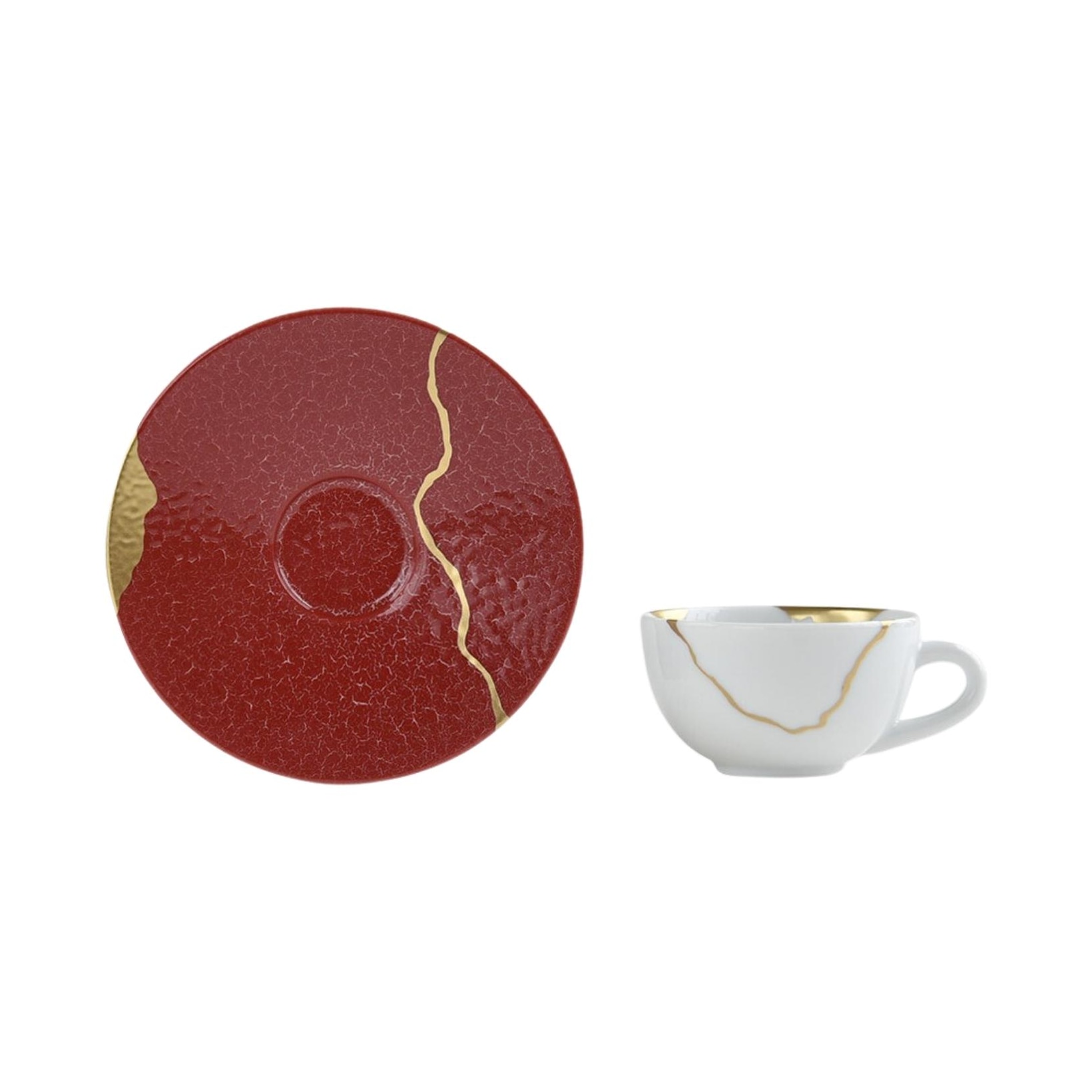 Bernardaud, Kintsugi, Rouge Empereur espresso cup and saucer