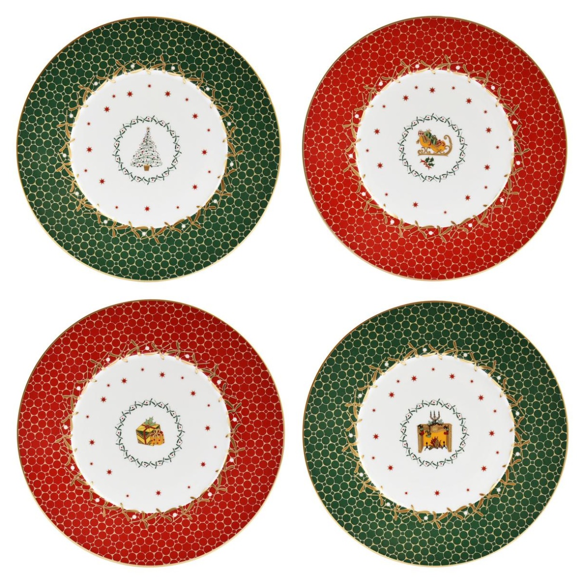 Bernardaud, Noël, Set of 4 dessert plates