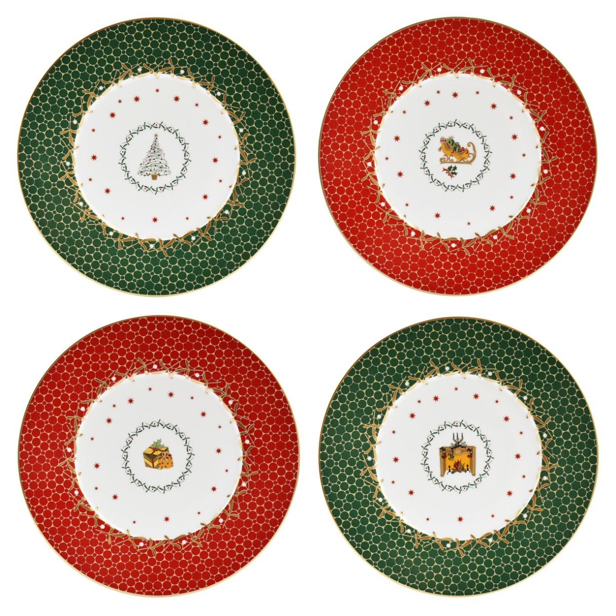 Bernardaud, Noël, Set of 4 dessert plates